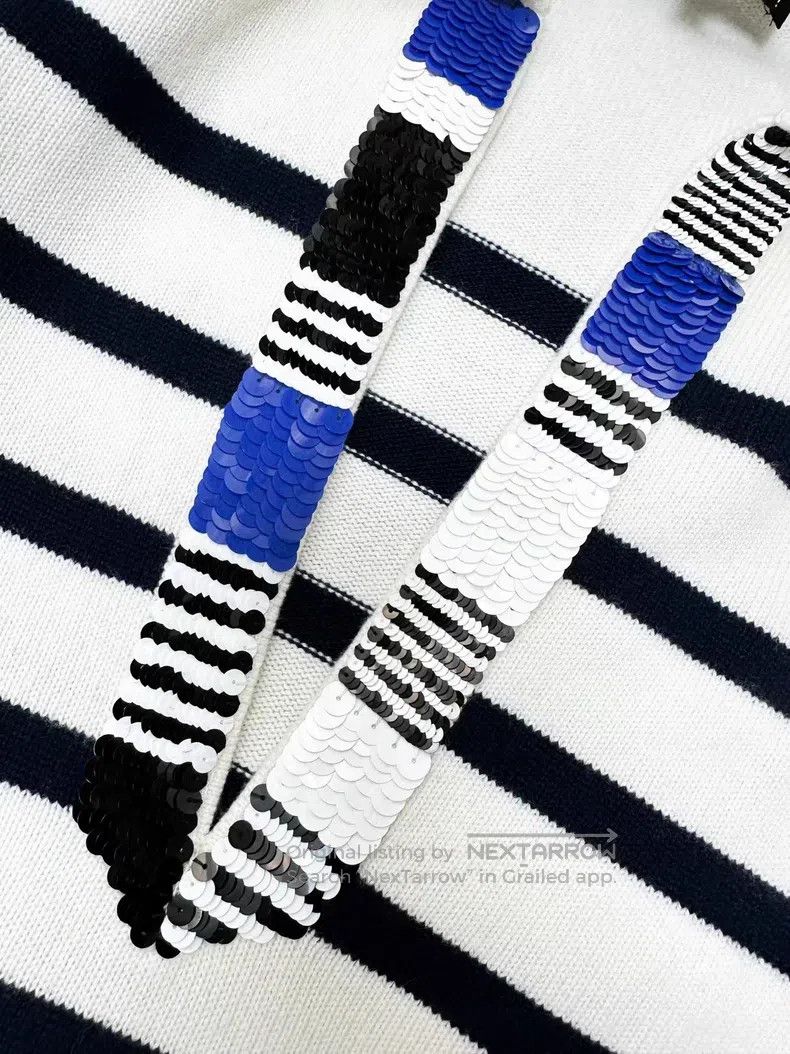 Chanel Chanel 24S spring and summer white navy striped sequin cas Size XS / US 0-2 / IT 36-38 - 4 Thumbnail