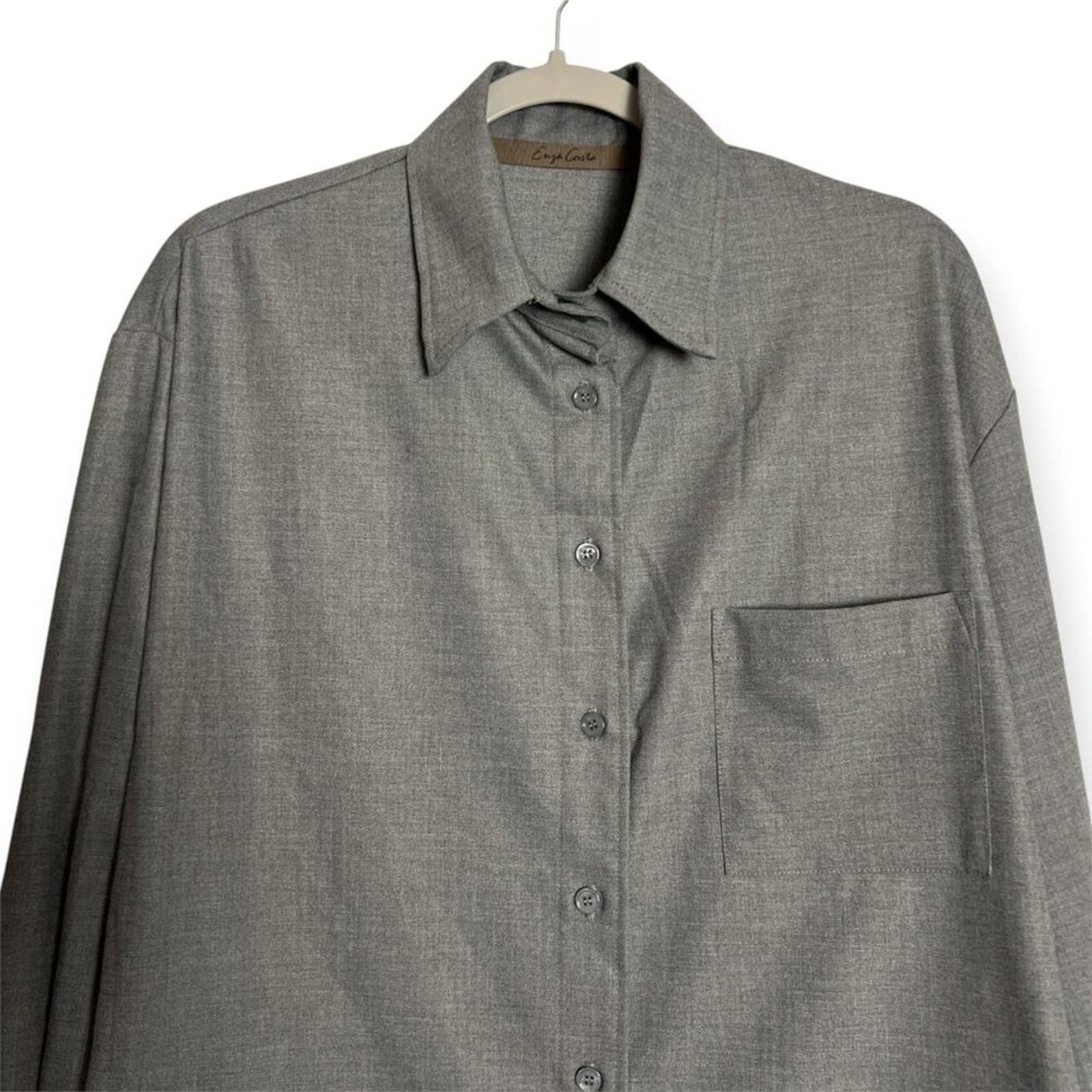 Enza Costa ENZA COSTA Oversized Button Down Shirt Size 1 Small Gray USA Size S / US 4 / IT 40 - 8 Thumbnail