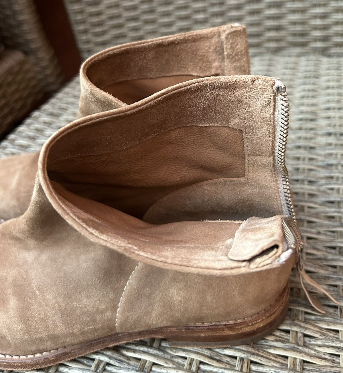 Handmade × MoMA MOMA Marrone Suede Zip Ankle Boots Beige Made In Italy Size US 8 / IT 38 - 8 Thumbnail