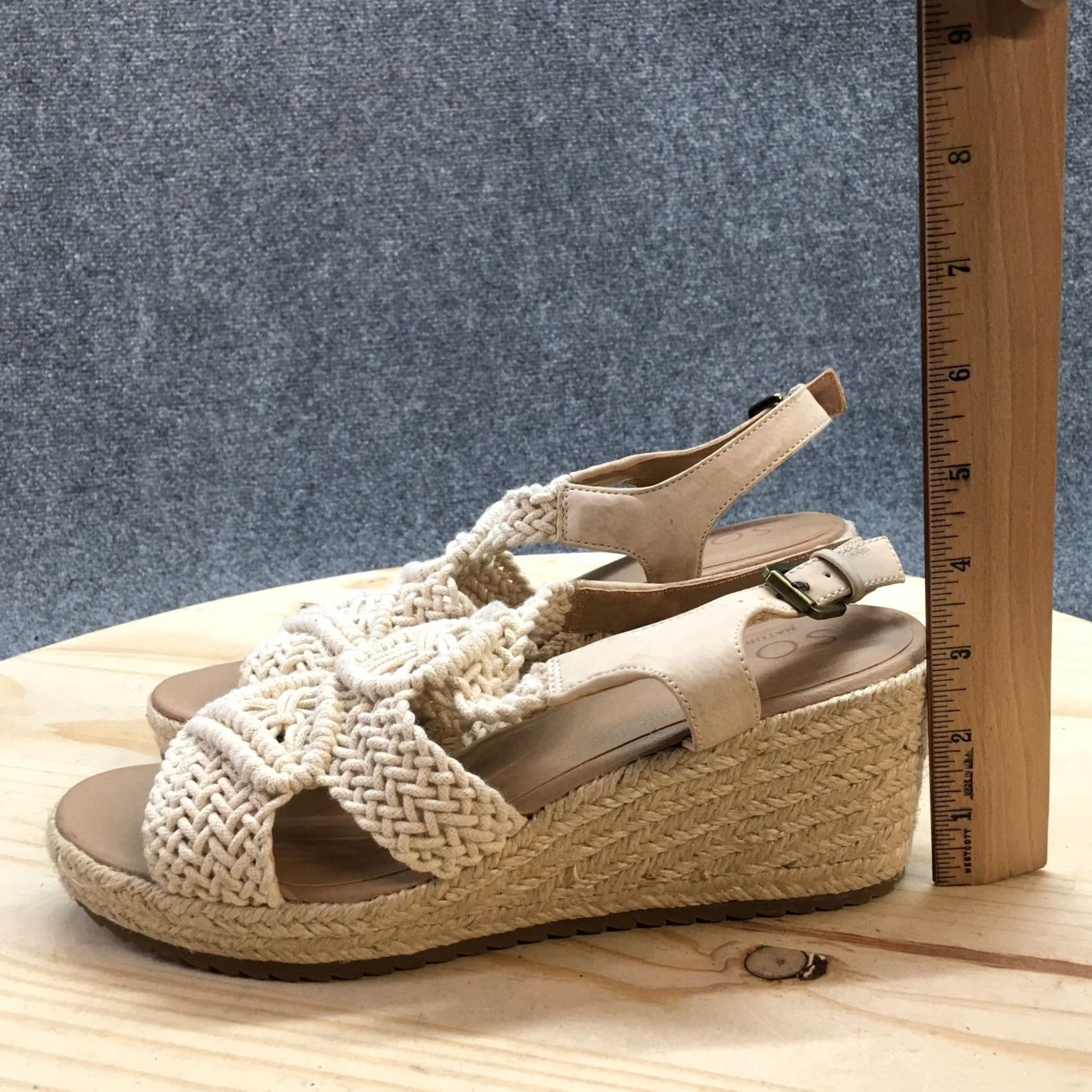 Vintage Soul Naturalizer Oasis Espadrille Wedge Slingback Sandals Womens 9.5 M Ivory Cream Buckle Open Toe Casual Fashion Shoes Size US 10 / IT 40 - 7 Thumbnail
