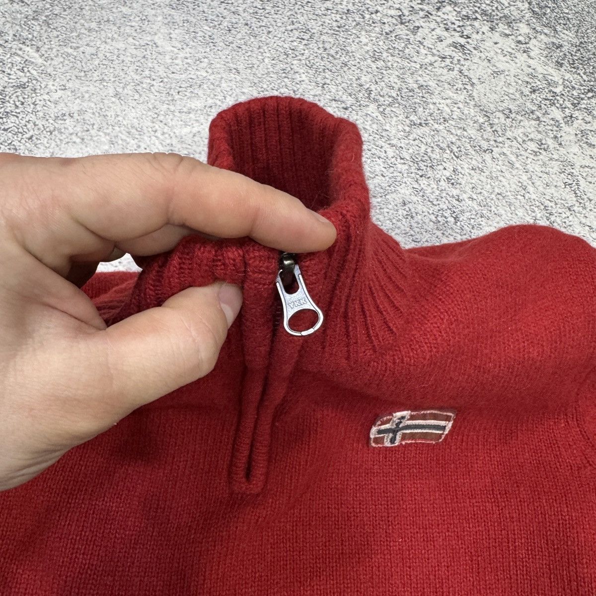 Napapijri Napapijri Wool Blend 1/4 Zip Knit Sweater Red L size Size US L / EU 52-54 / 3 - 12 Thumbnail