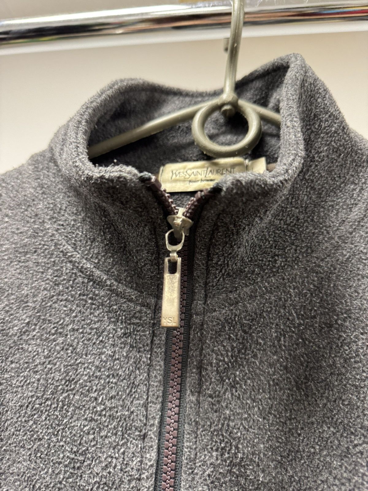 Vintage × Yves Saint Laurent Vintage Fleece Jacket YSL Yves Saint Laurent Full Zip Size US L / EU 52-54 / 3 - 3 Thumbnail