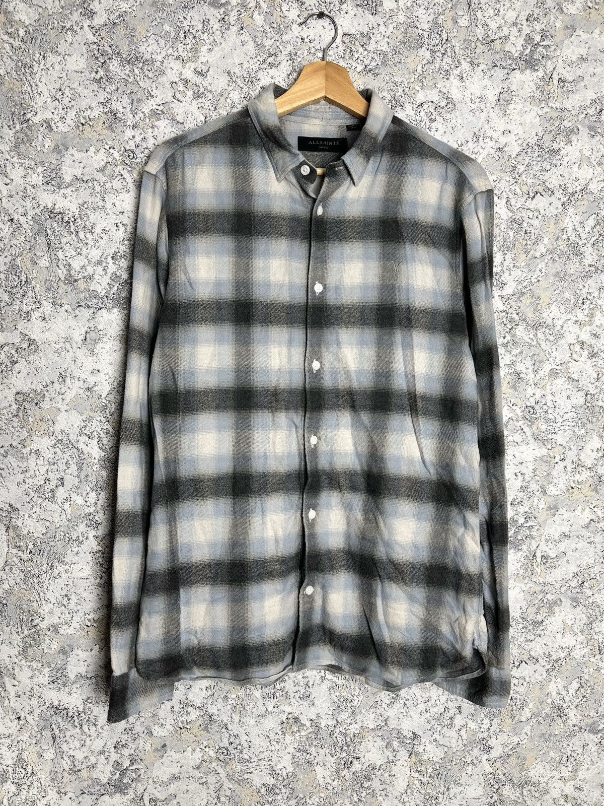 Allsaints Allsaints Flannel Button Up Shirt Plaid Print Long Sleeve Size US S / EU 44-46 / 1 - 1 Thumbnail