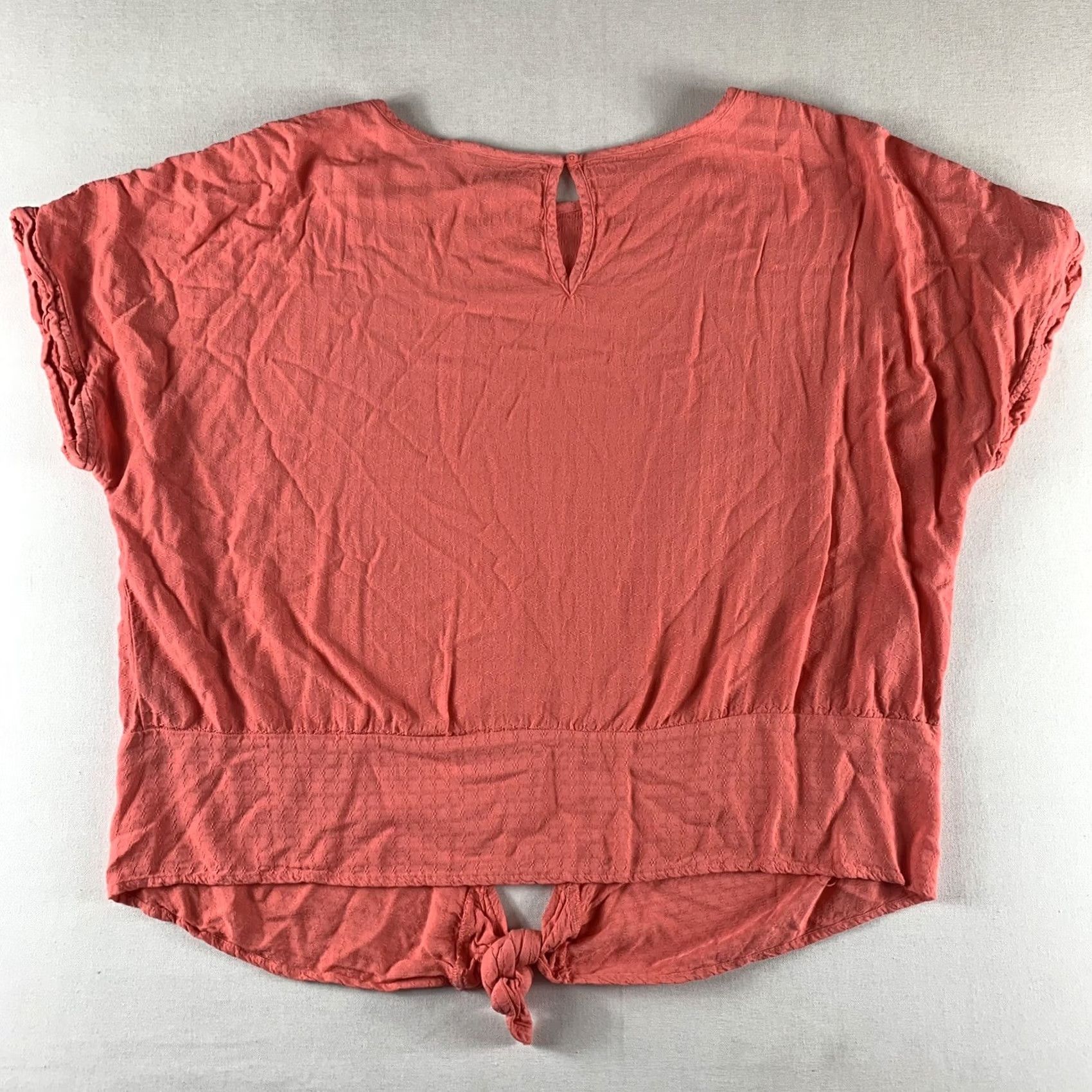 Buffalo David Bitton BUFFALO DAVID BITTON Blouse Womens XXL Coral Viscose Pullover Tie Waist Short Sleeve Size XXL / US 16-18 / IT 52-54 - 3 Thumbnail