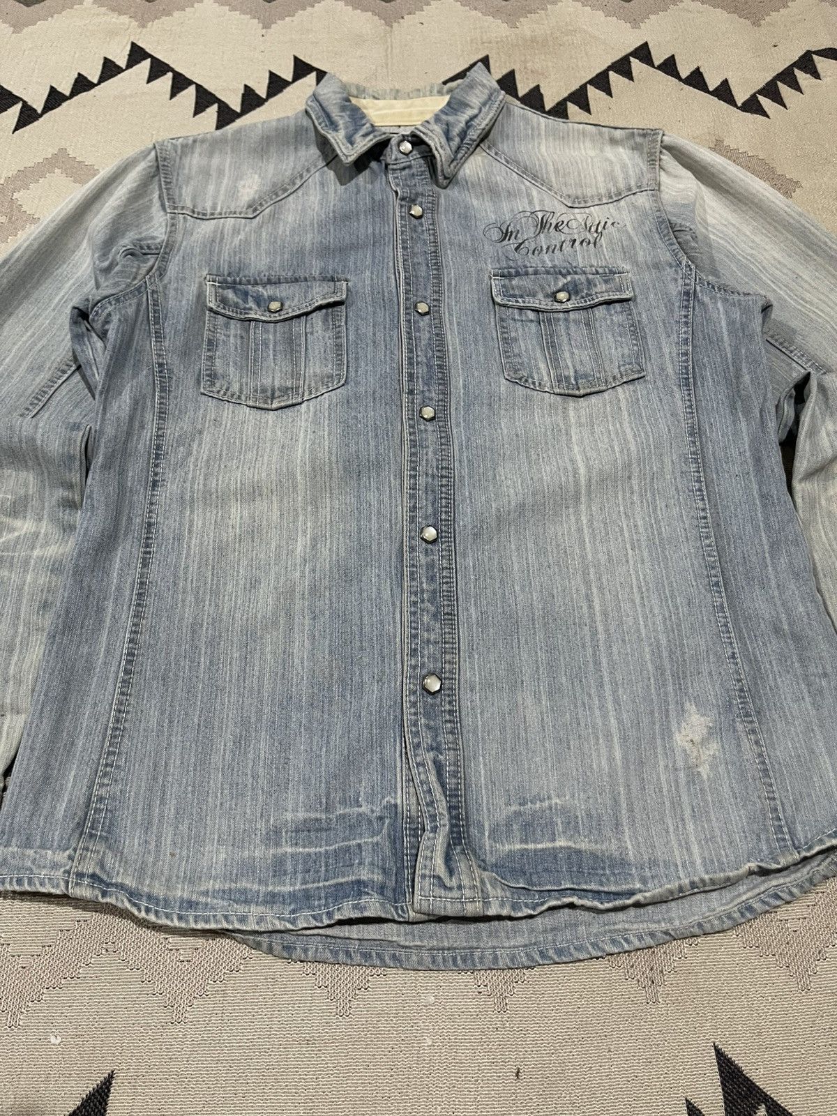 In The Attic 2000s IN THE ATTIC “ROCKERS HEAVEN” DENIM BUTTON UP Size US M / EU 48-50 / 2 - 5 Thumbnail