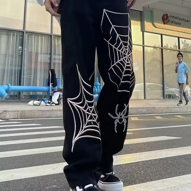 Japanese Brand × Vintage Spider Web Print Straight Loose Gothic Pants Size US 32 / EU 48 - 6 Thumbnail