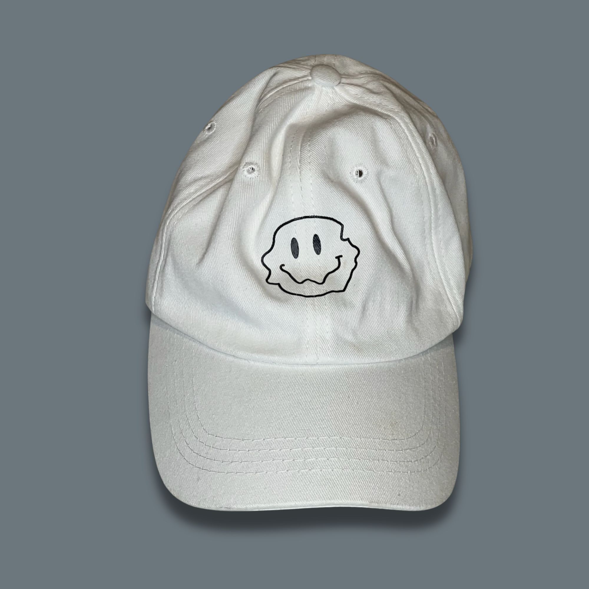 Other Trippy Face Embroidered White Adjustable Cap Size ONE SIZE - 4 Thumbnail