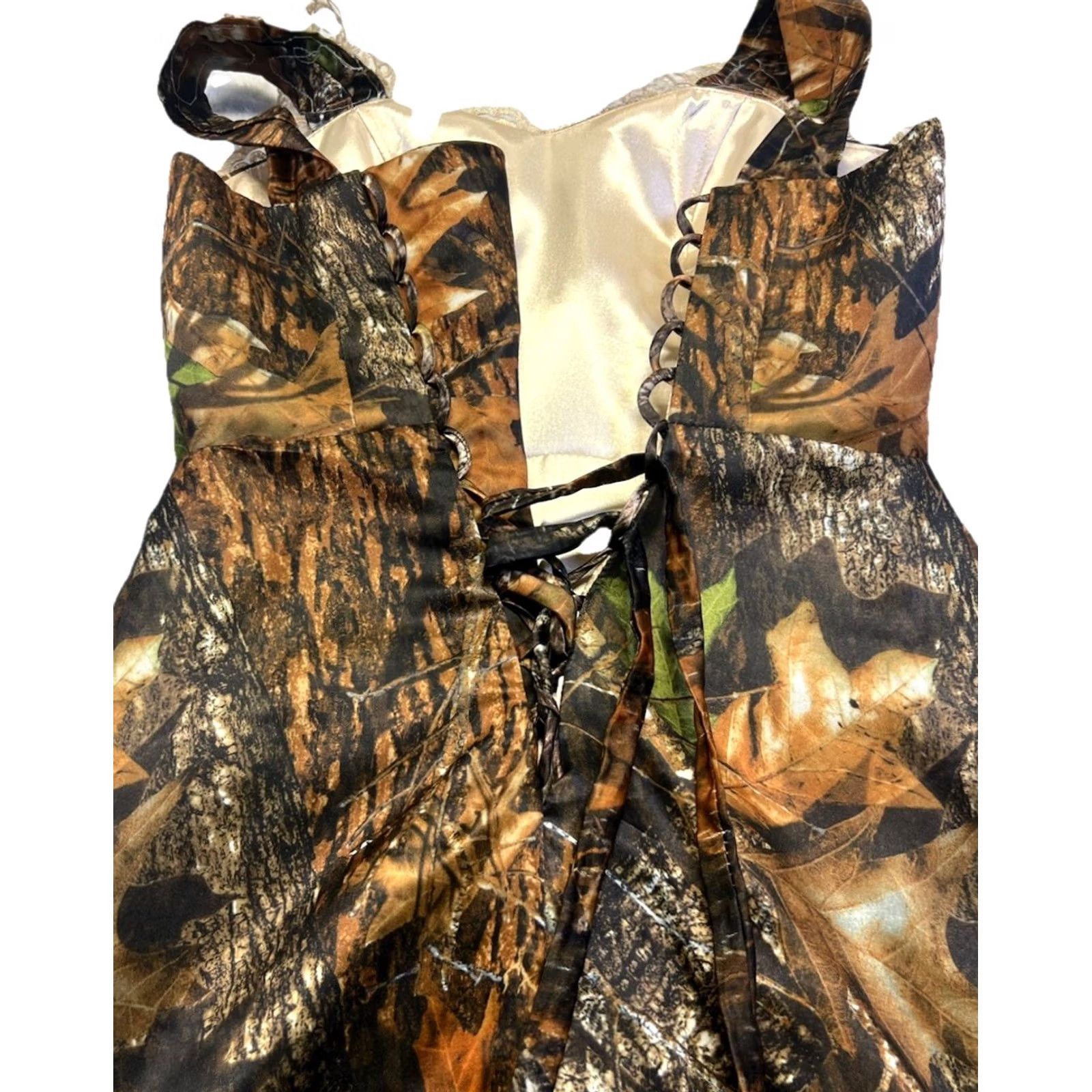 Vintage VINTAGE Camouflage Corset Dress Womens XS/S Lace Satin Prom Country Wedding Fit Flare Size XS / US 0-2 / IT 36-38 - 7 Thumbnail