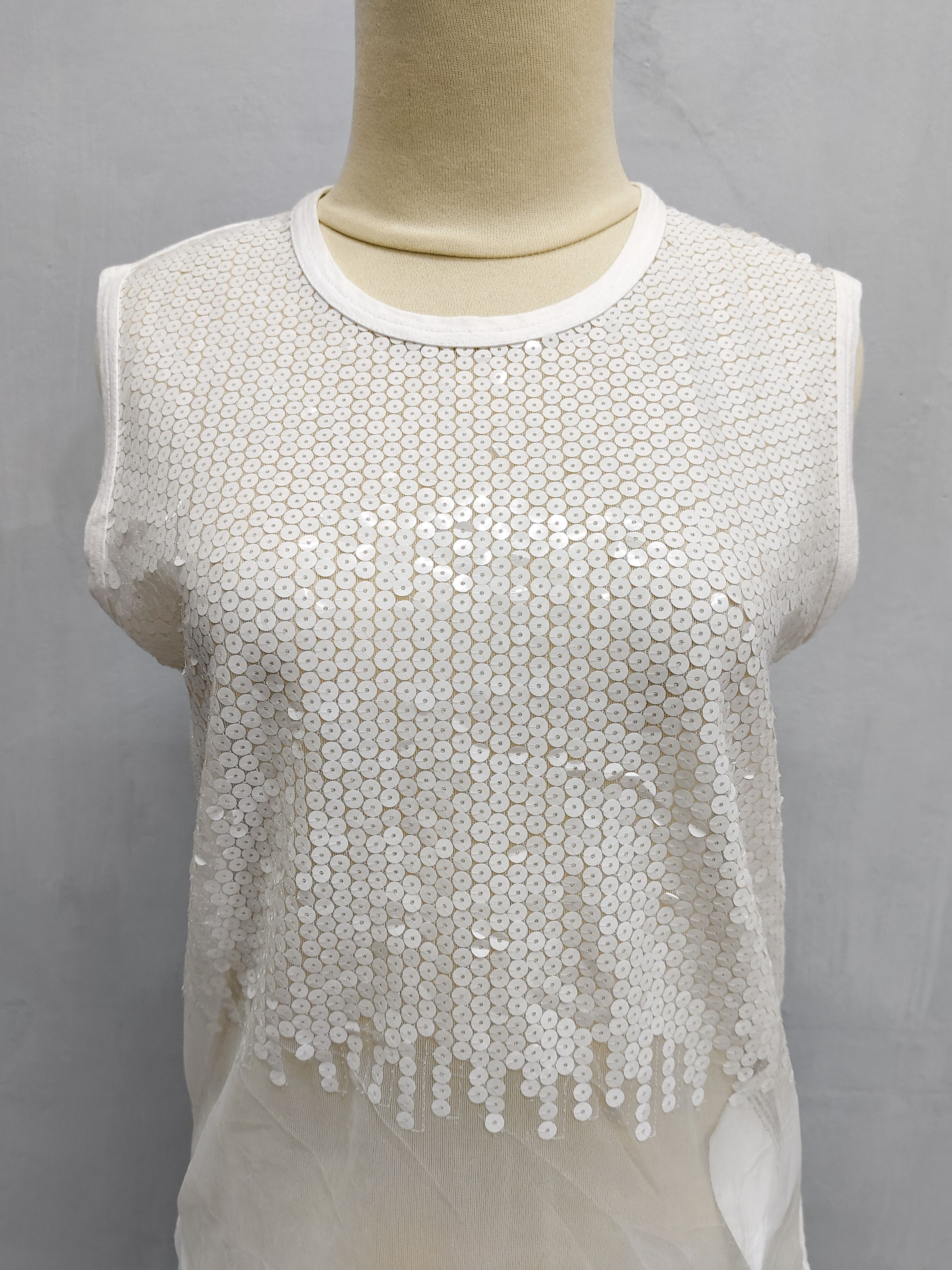 Tricot Comme des Garcons AD02 tricot CDG- Grunge Glam Sequin Sheer Mesh Top Size M / US 6-8 / IT 42-44 - 4 Thumbnail