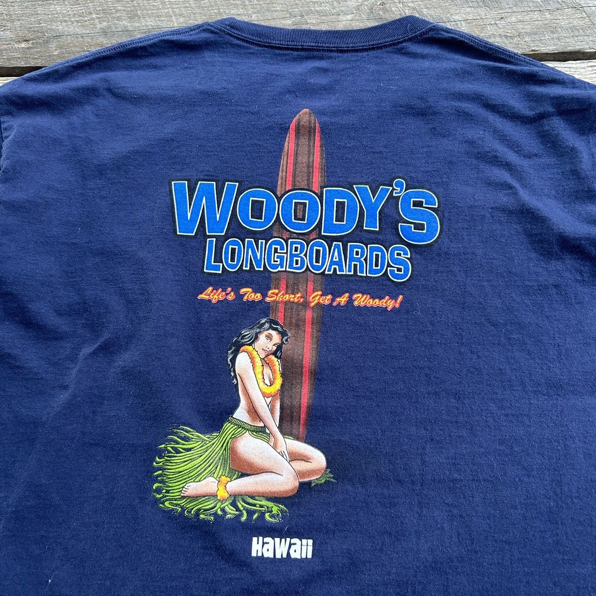 Vintage Vintage Y2K Woody’s Longboards Hawaii Surf Style T Shirt Size US XL / EU 56 / 4 - 6 Thumbnail