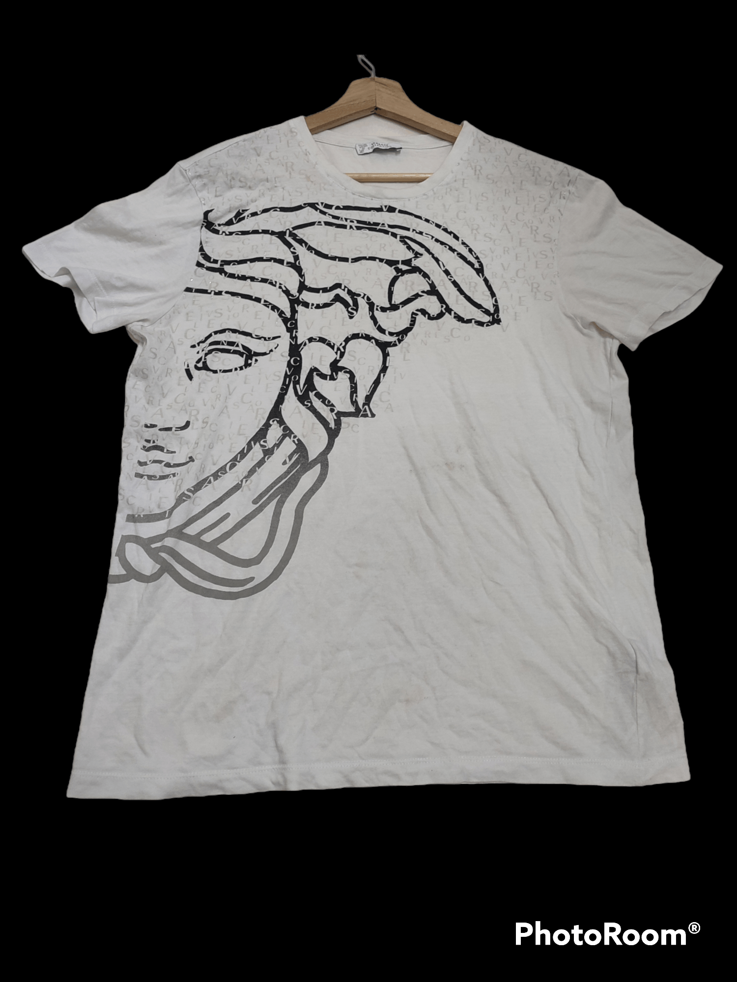 image of Versace Greca Medusa Over Print White Tee, Men's (Size Medium)