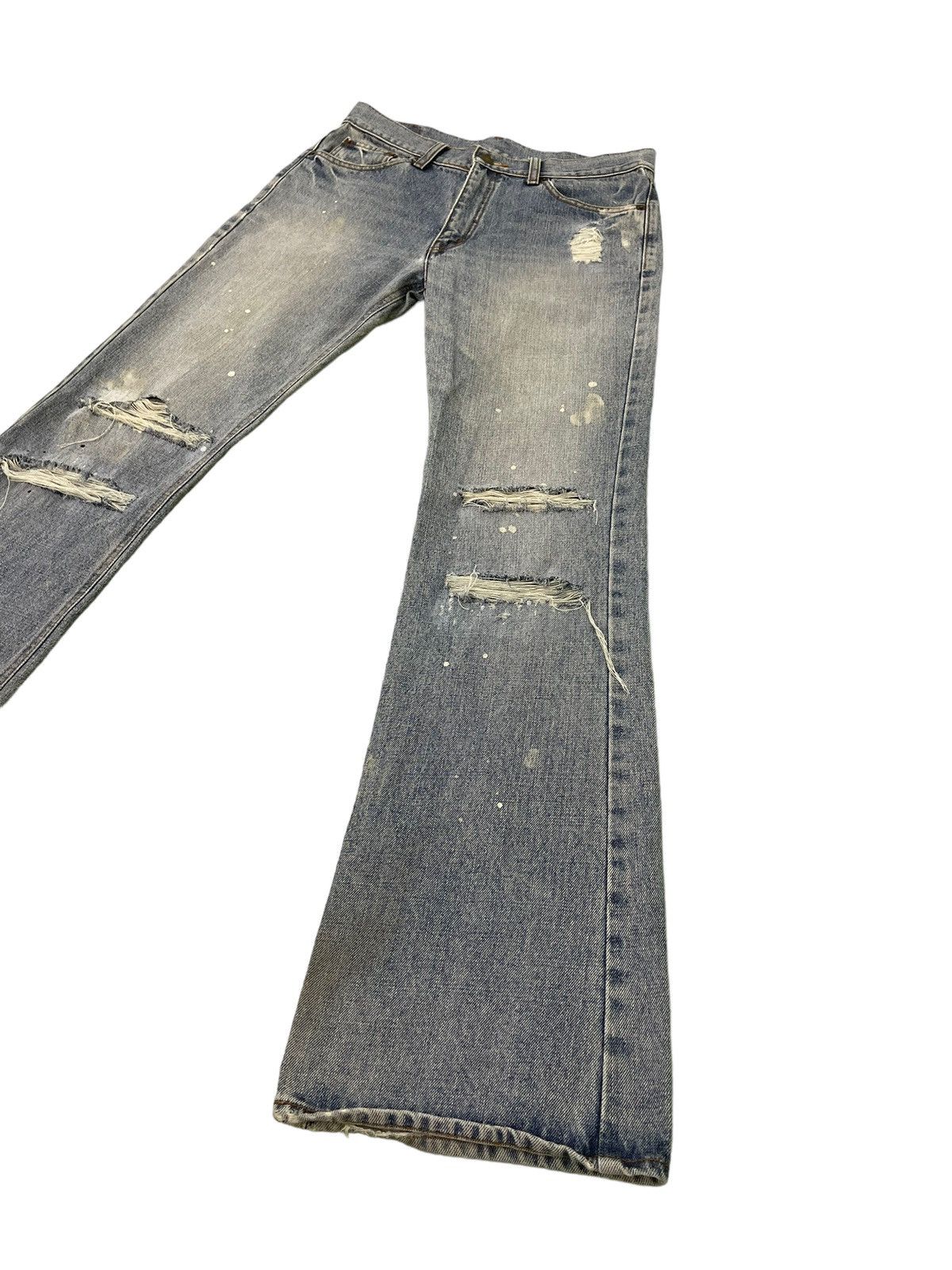 Japanese Brand Flare Jeans Vtg Bobson Distress Painted Boot Cut 6🟦5 Size US 31 - 3 Thumbnail