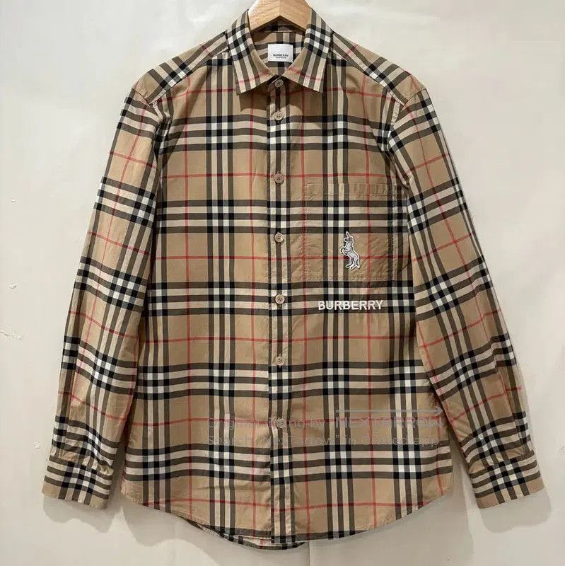 Burberry Burberry Long Sleeve Khaki Cotton Embroidered Shirt. Size US M / EU 48-50 / 2 - 1 Thumbnail