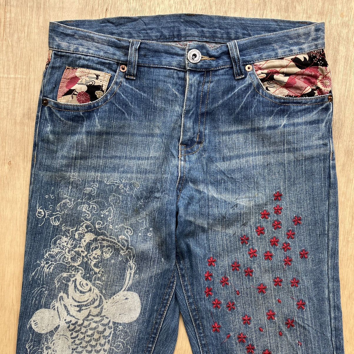 Japanese Brand SUKAJAN DENIM PATCHWORK BLUE WASH Size US 36 / EU 52 - 2 Thumbnail