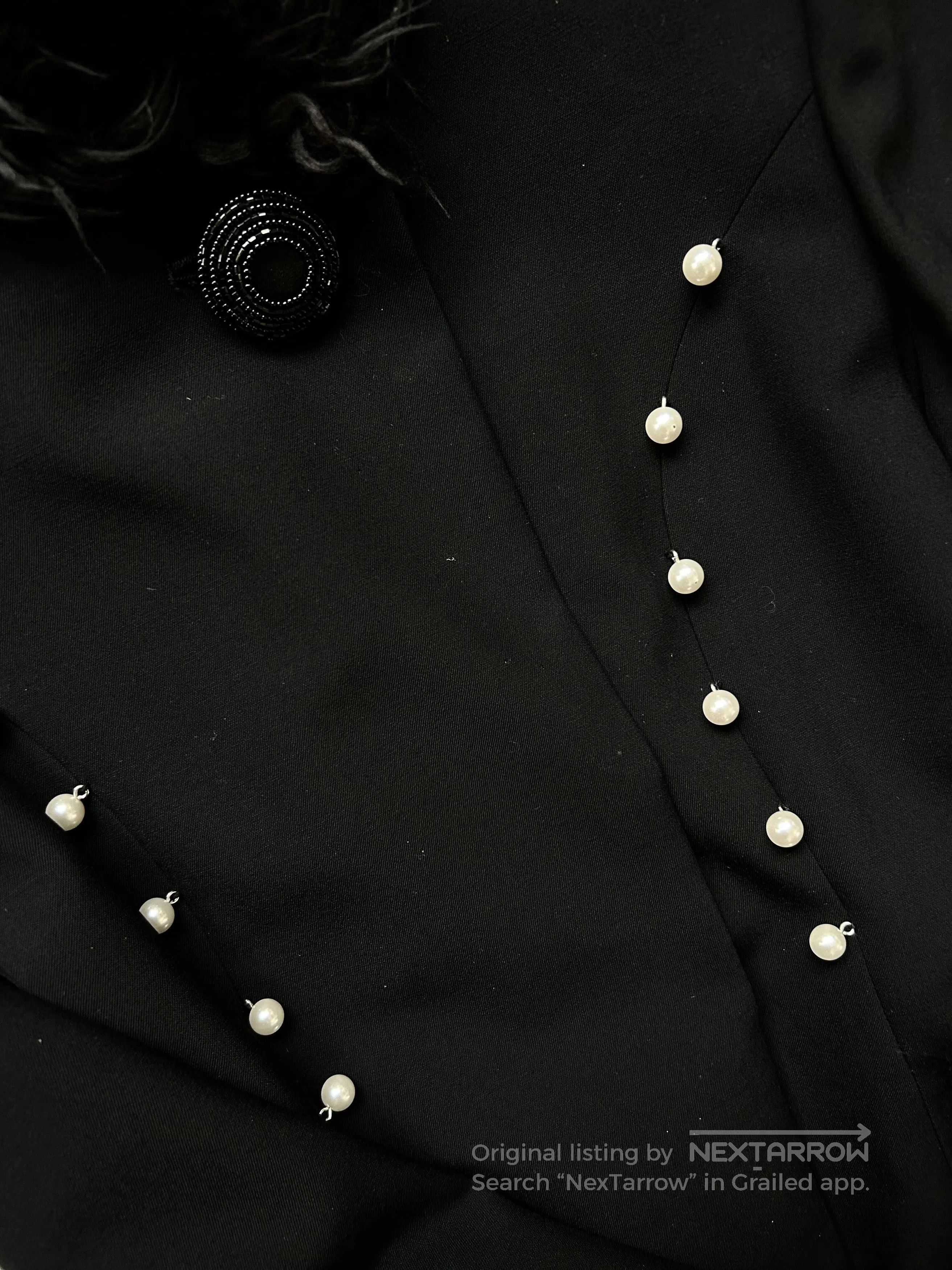 Japanese Brand black gothic wool coat with faux fur. Size M / US 6-8 / IT 42-44 - 7 Thumbnail