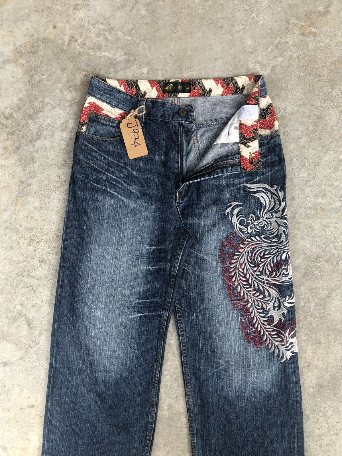 Japanese Brand Japanese Phoenix Embroidered Jeans Multipocket Distressed Size US 30 / EU 46 - 3 Thumbnail