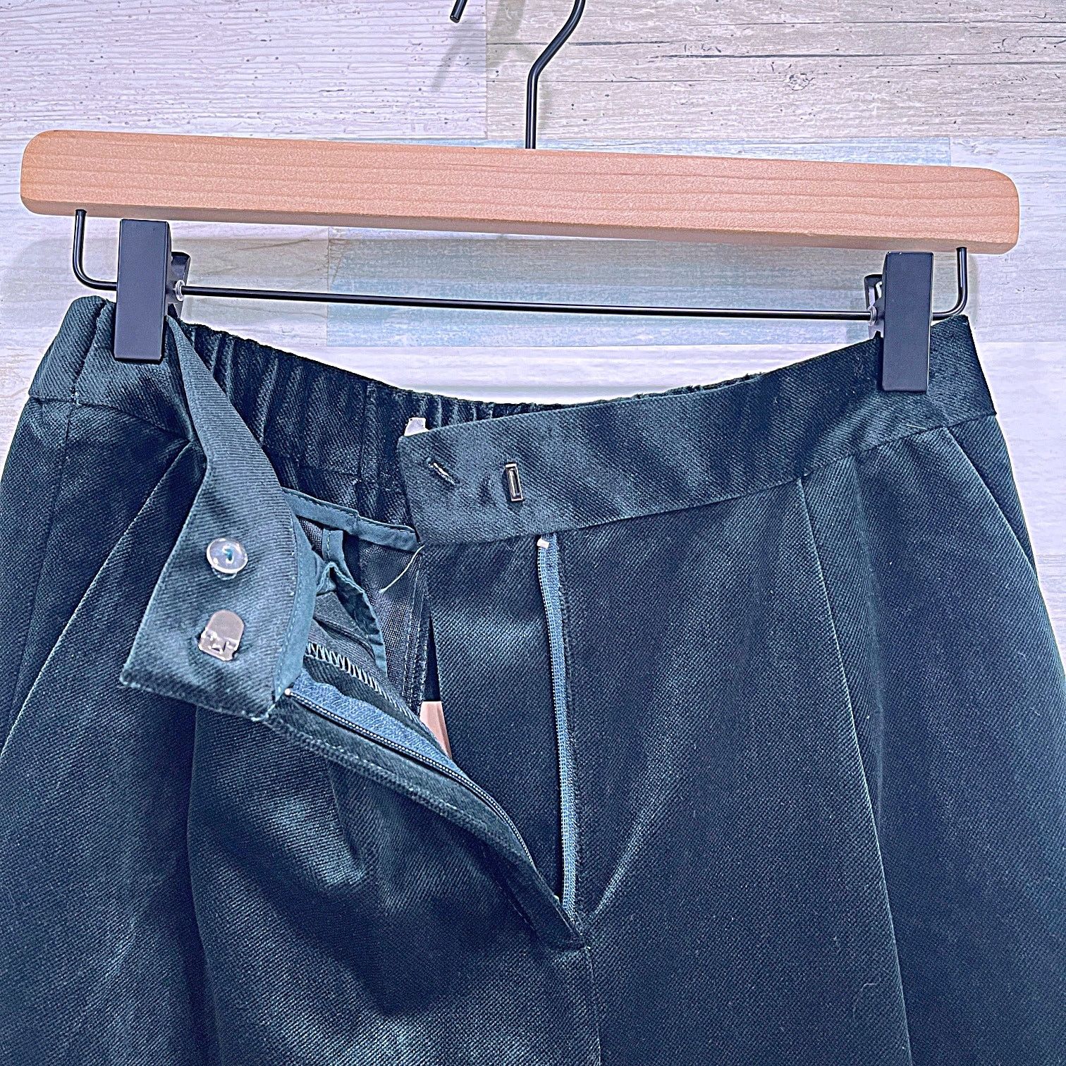 Anthropologie × FRNCH FRNCH PARIS Velvet Pleated Trousers Green Womens Small Size 27" / US 4 / IT 40 - 3 Thumbnail