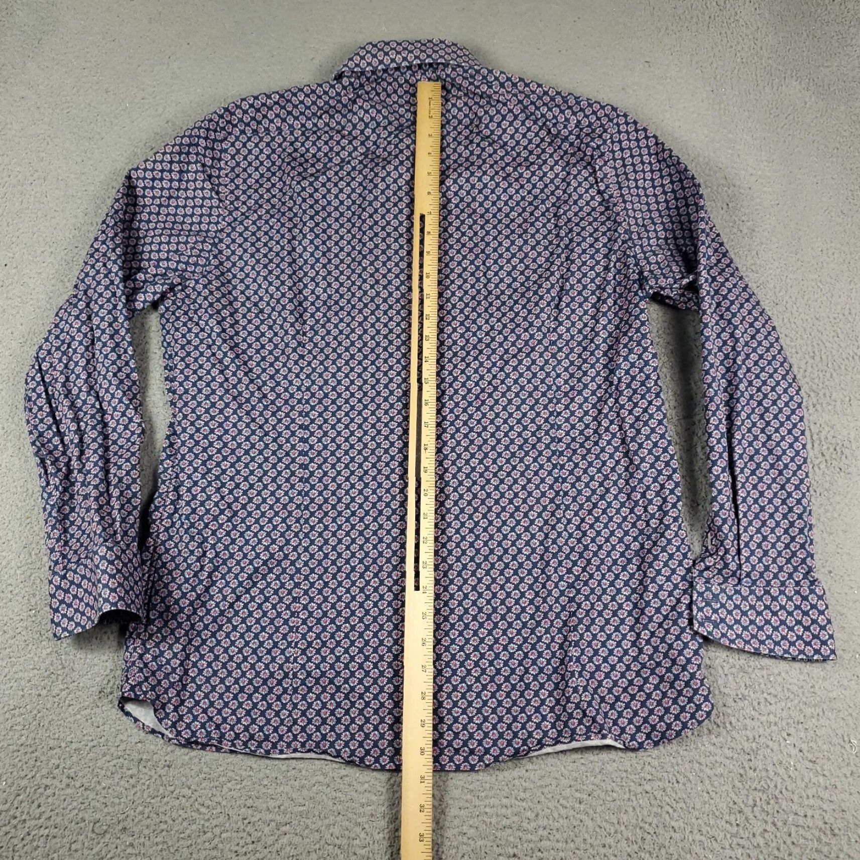 Ted Baker Ted Baker London Shirt Mens 17 Blue Floral Dress Button Up Long Sleeve Size 46R - 3 Thumbnail