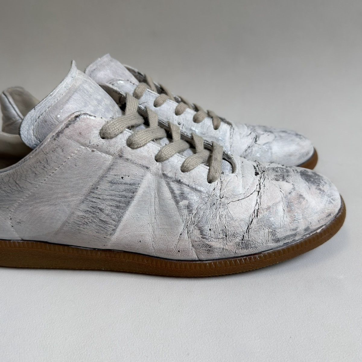 Maison Margiela White/Silver Painted OG GAT Sneakers Size US 13 / EU 46 - 24 Thumbnail