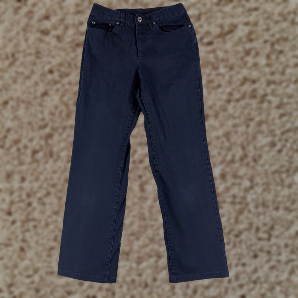 Talbots Talbots Jeans Womens 2 Blue Denim Straight Leg Dark Wash Mid Rise 24x27 5-Pocket Logo Embroidered Button Cotton Stretch Regular Size 26" / US 2 / IT 38 - 1 Thumbnail
