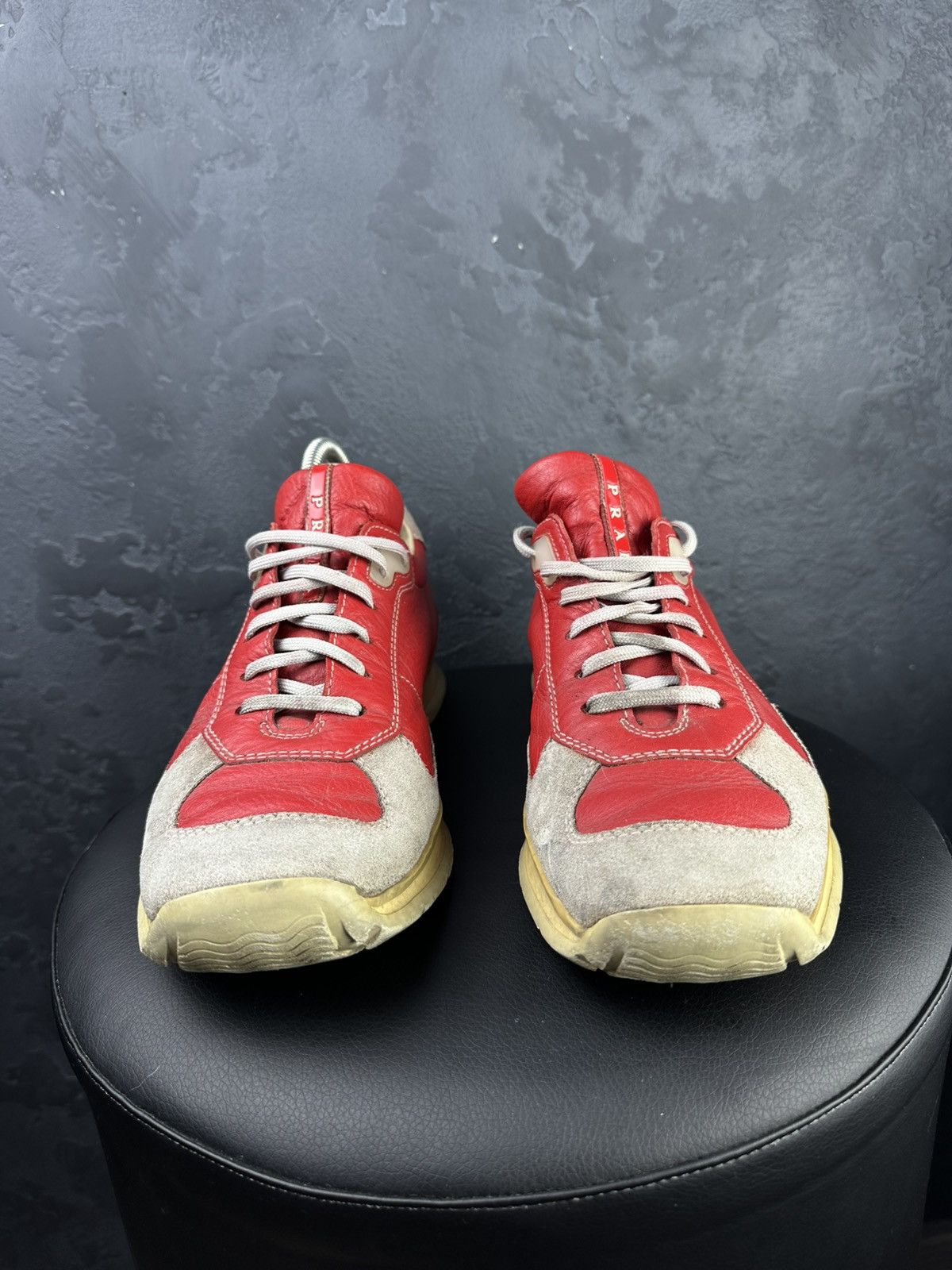 Prada × Vintage Vintage Prada Red Leather/Suede Sneakers Men’s Size US 8 / EU 41 - 4 Thumbnail