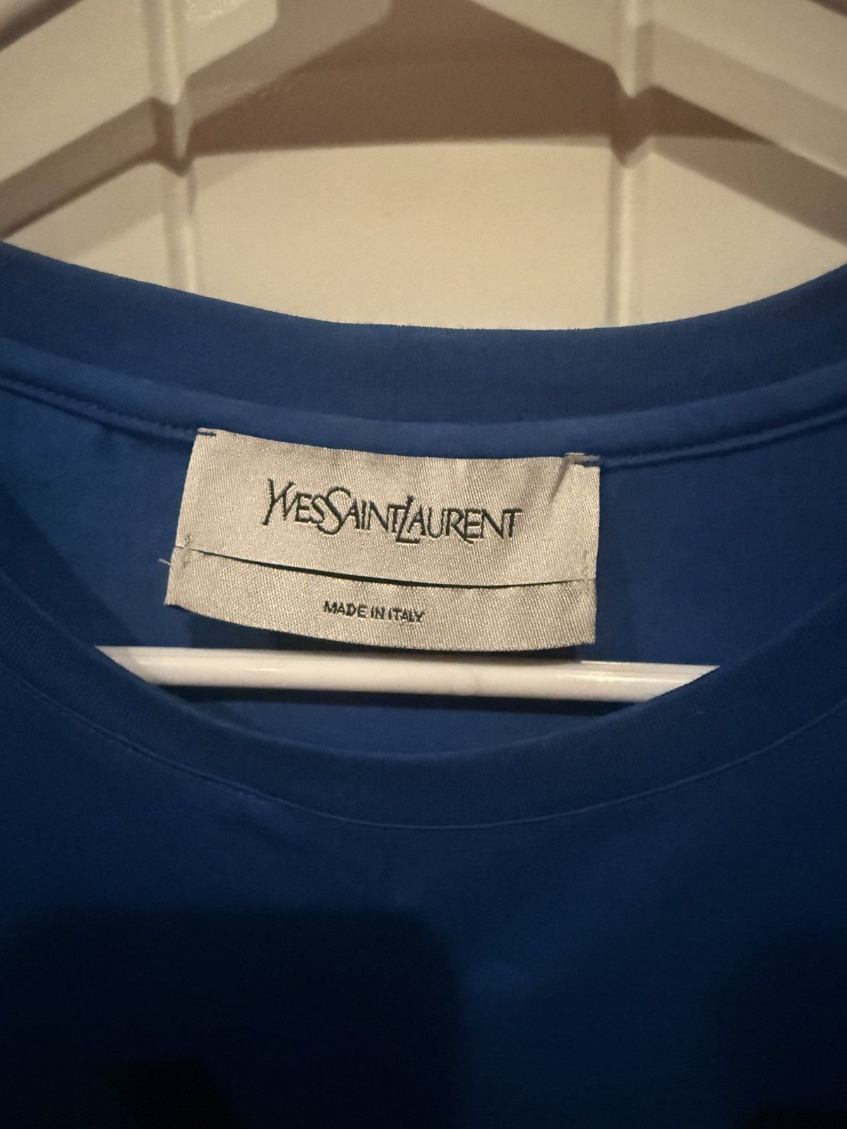 Yves Saint Laurent Yves Saint Laurent Blue Logo T Shirt size xxl Size US XXL / EU 58 / 5 - 2 Thumbnail
