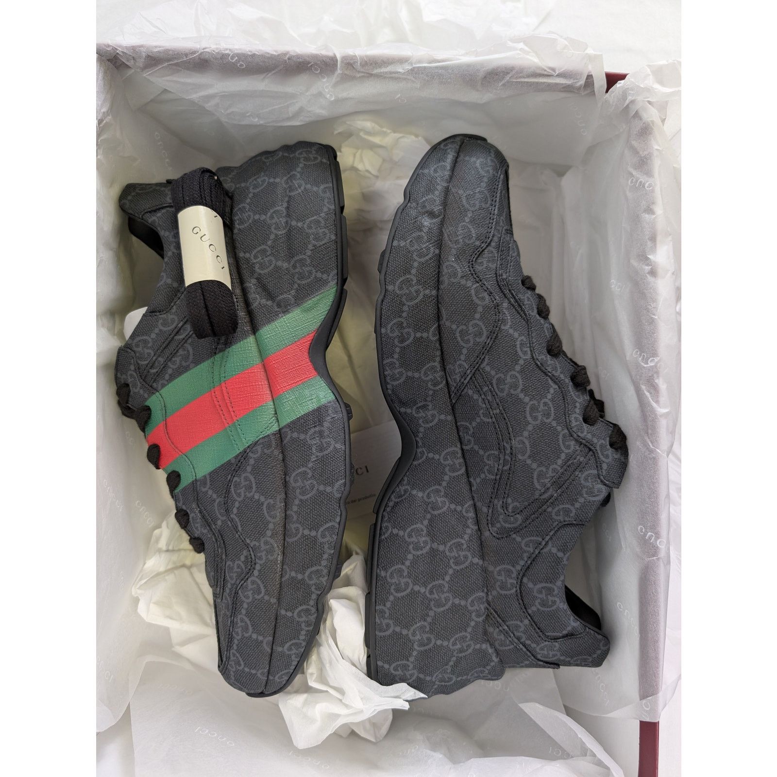 Gucci o1rshd1 Rython Sneakers in Black/Green/Red Size US 11.5 / EU 44-45 - 16 Thumbnail