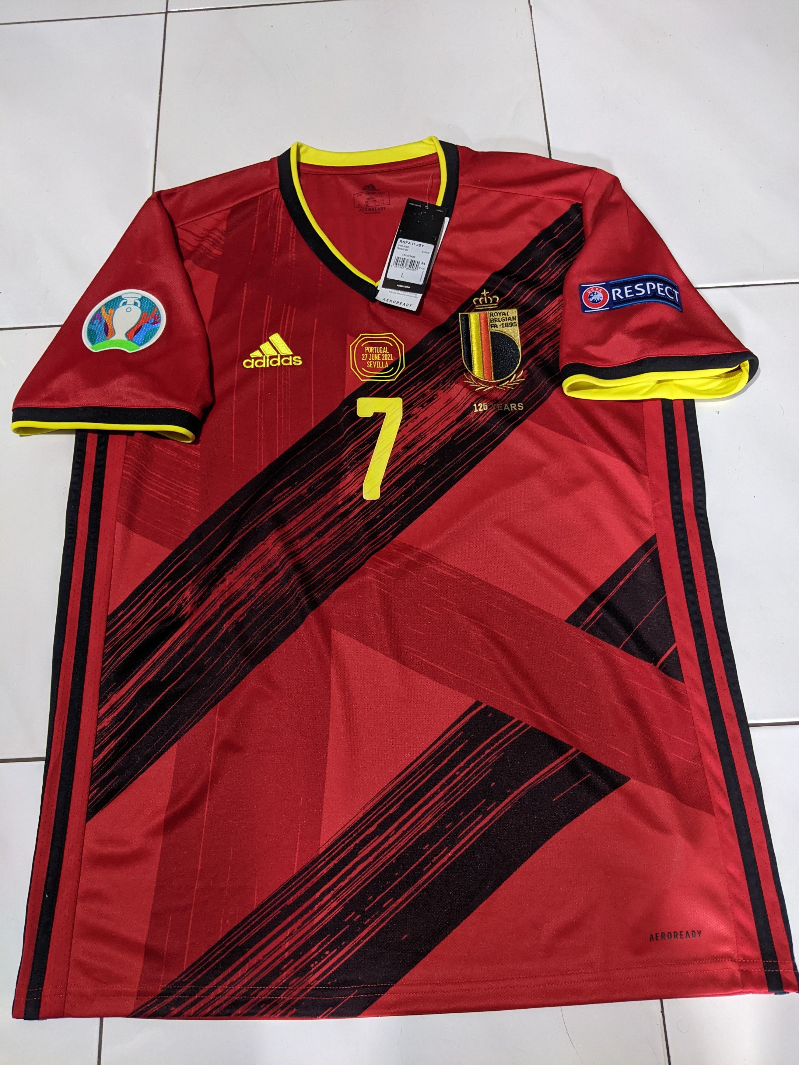 Adidas Belgium Euro 2020-2021 Home Jersey De Bruyne 7 Size US L / EU 52-54 / 3 - 1 Thumbnail