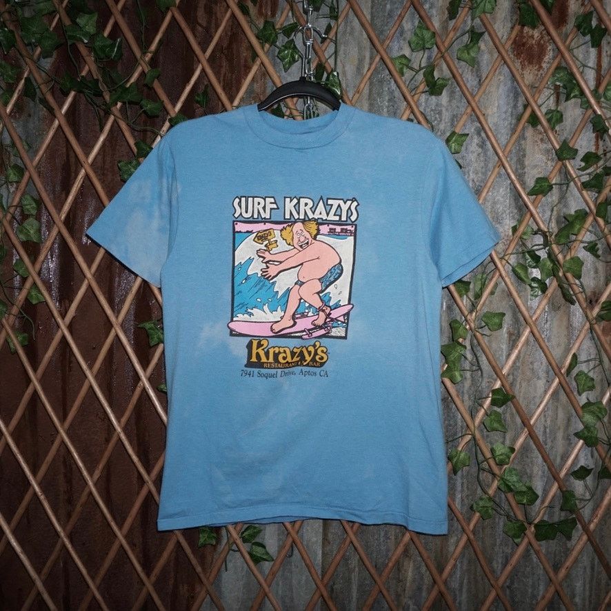 Hanes Medium-Vintage Y2K surf krazys restaurant bar 80s SS t-shirt Size US M / EU 48-50 / 2 - 1 Thumbnail