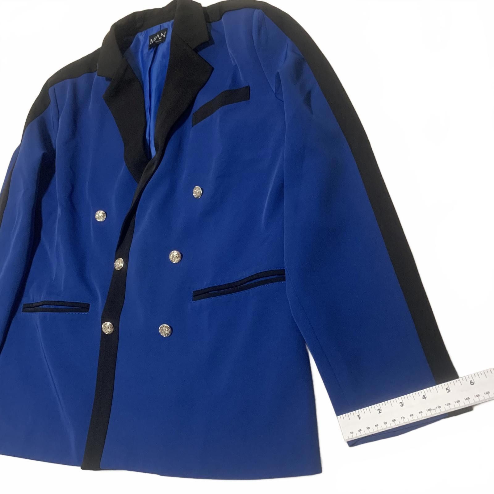7 For All Mankind boohooMAN Men's 38 Royal Blue Double Breasted Blazer Silver Size 38R - 6 Thumbnail