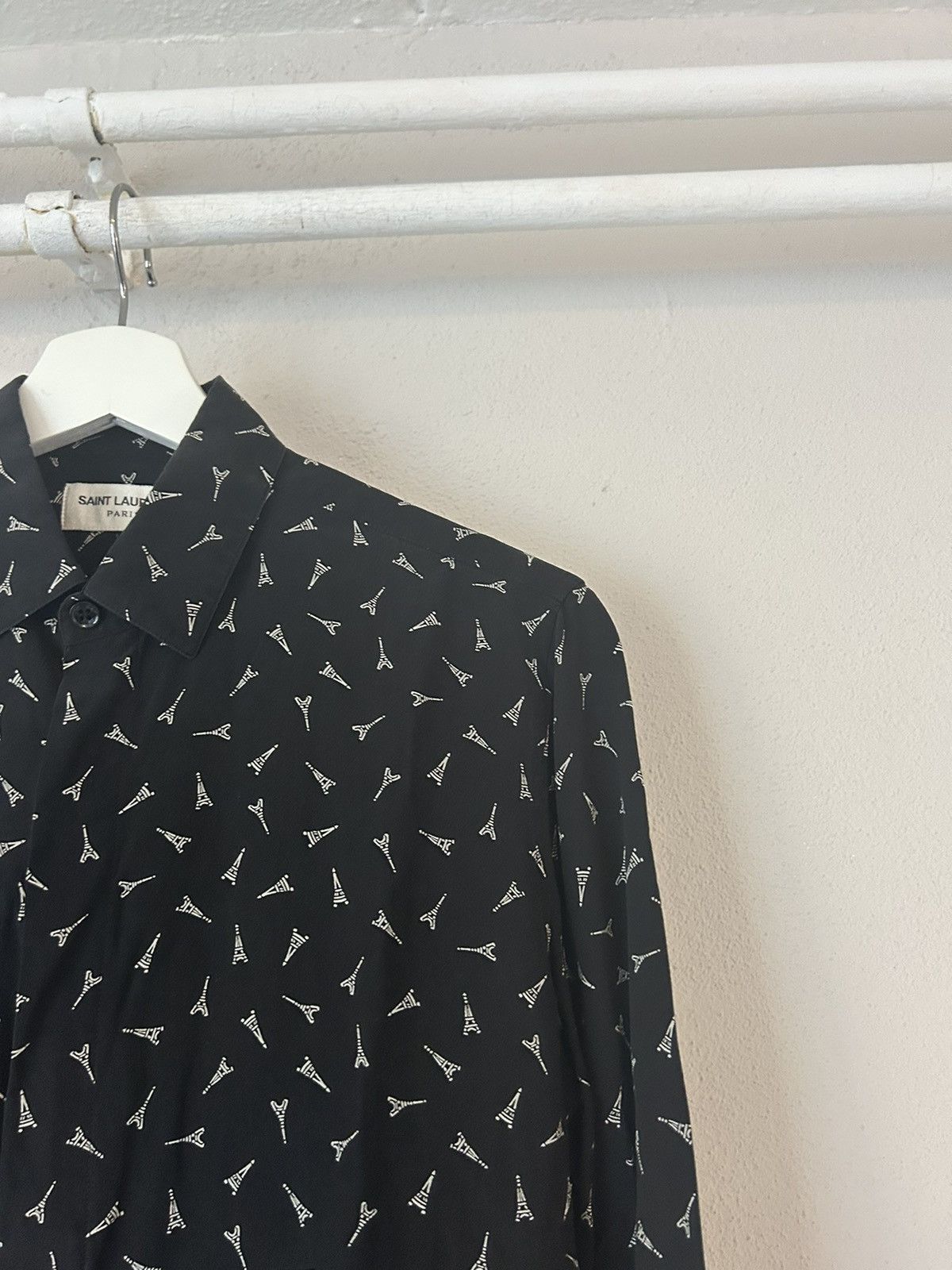Saint Laurent Paris Eiffel Tower Print Silk Button-Up Shirt Size US S / EU 44-46 / 1 - 5 Thumbnail