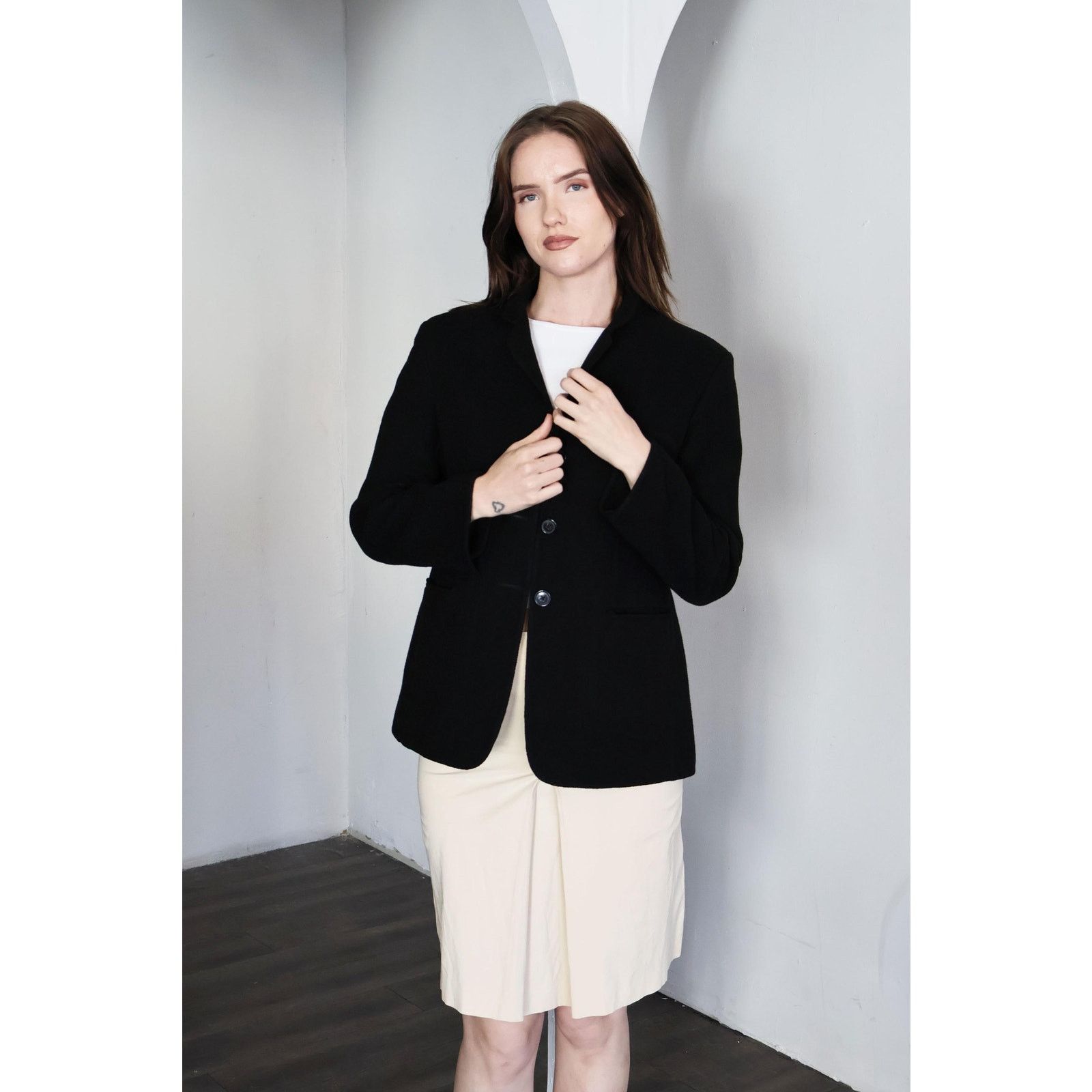 Jil Sander Vintage JIL SANDER Black Cashmere Boxy Blazer Size S / US 4 / IT 40 - 2 Thumbnail
