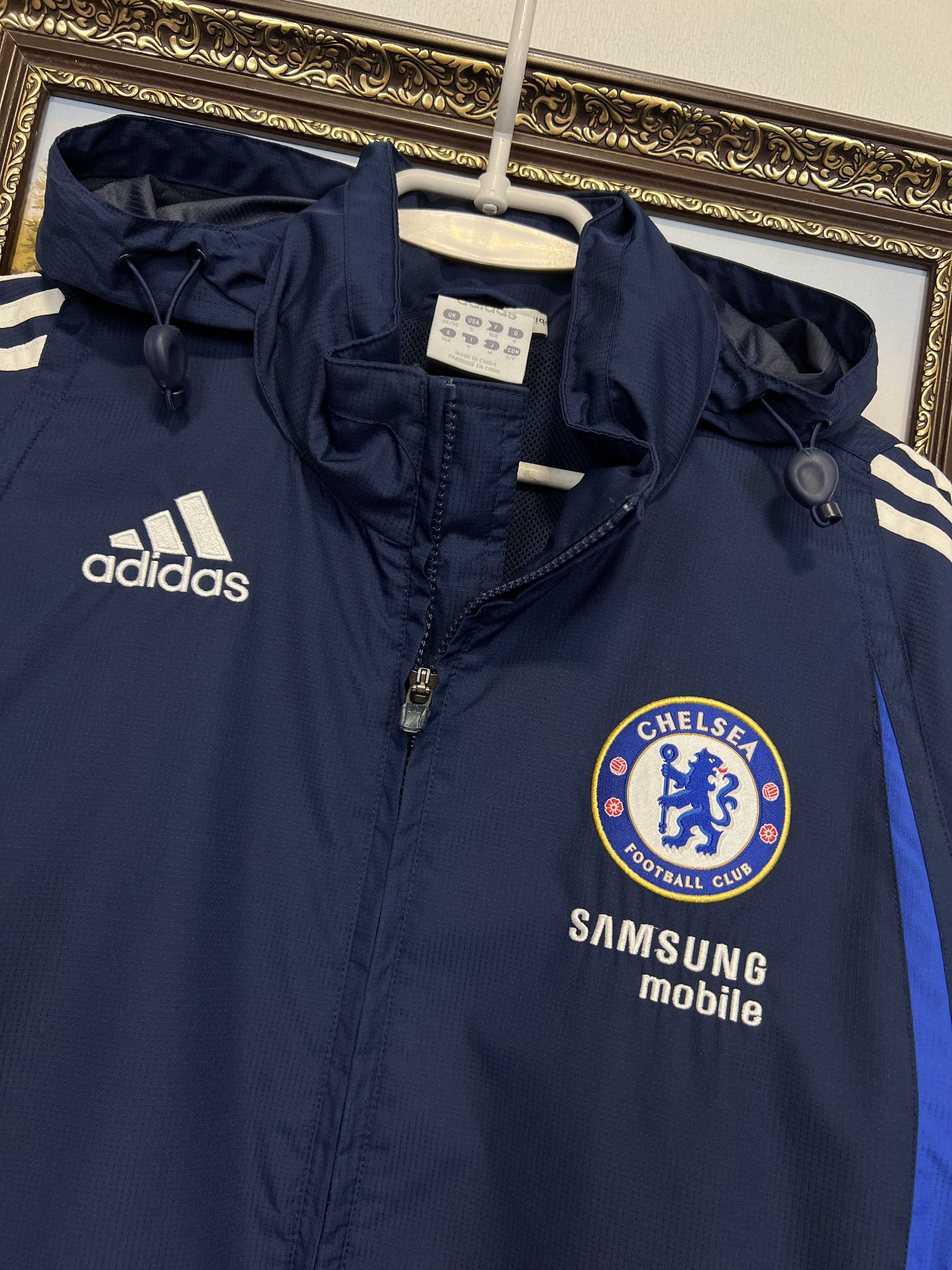 Adidas Vintage Chelsea Football Rain Hooded Jacket Soccer Track Top Size US S / EU 44-46 / 1 - 3 Thumbnail