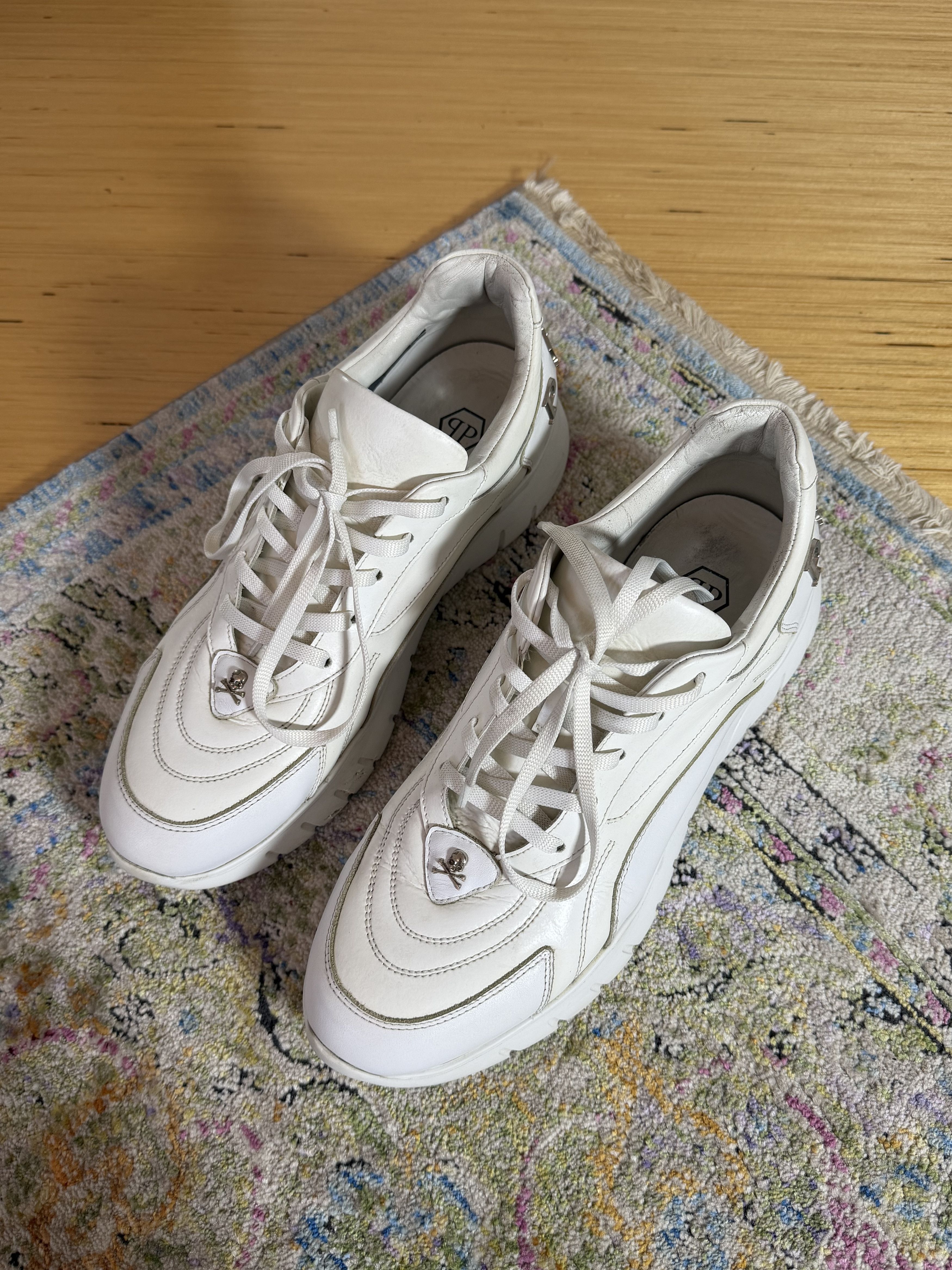 Philipp Plein Philipp Plein Runner White Logo Sneakers Size US 12 / EU 45 - 13 Thumbnail