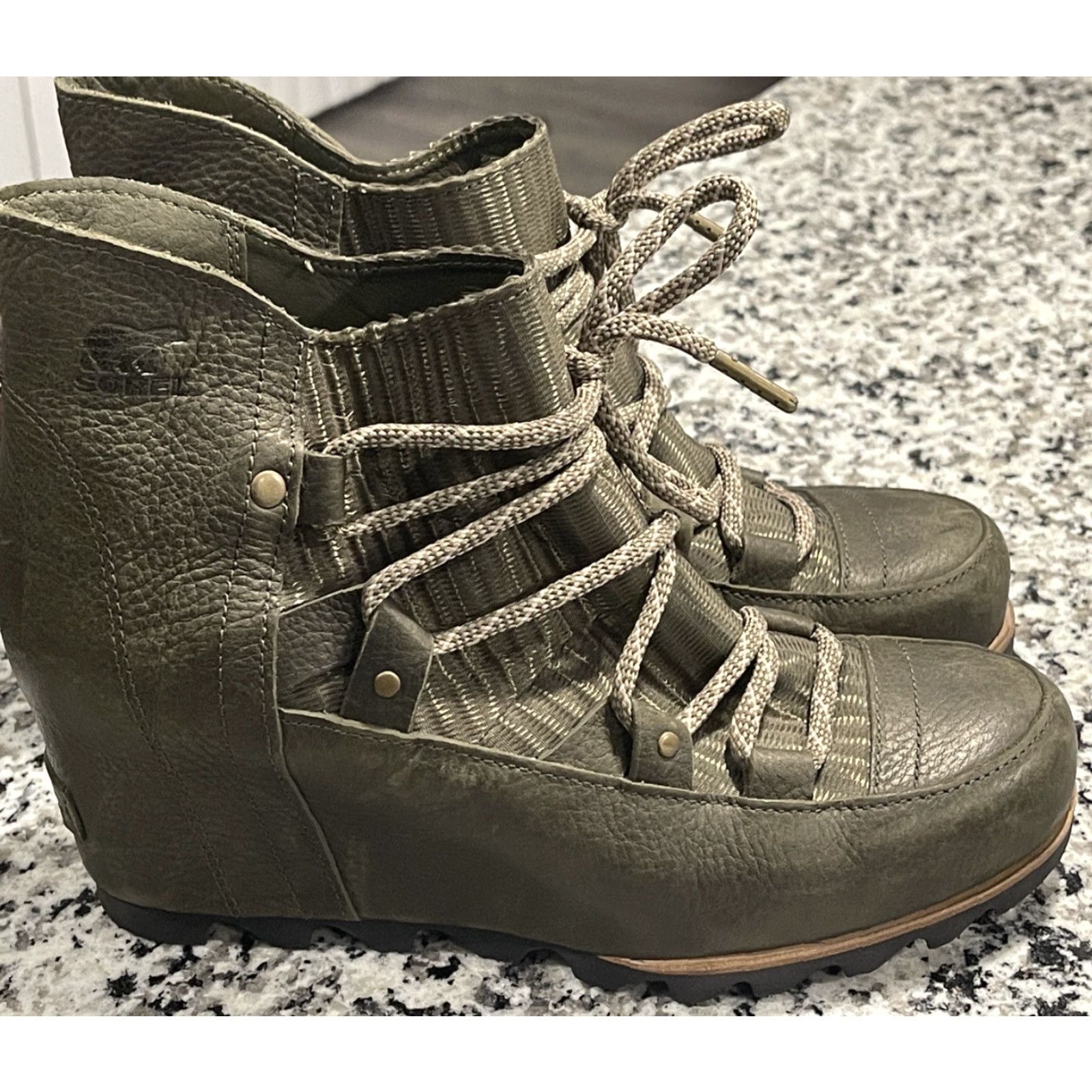 SOREL Sorel Boots Green Hidden Wedge NL2628-383, Size 8.5, Leather, Bootie, Women, US 8.5, UK 6.5 Size US 6.5 / IT 36.5 - 4 Thumbnail
