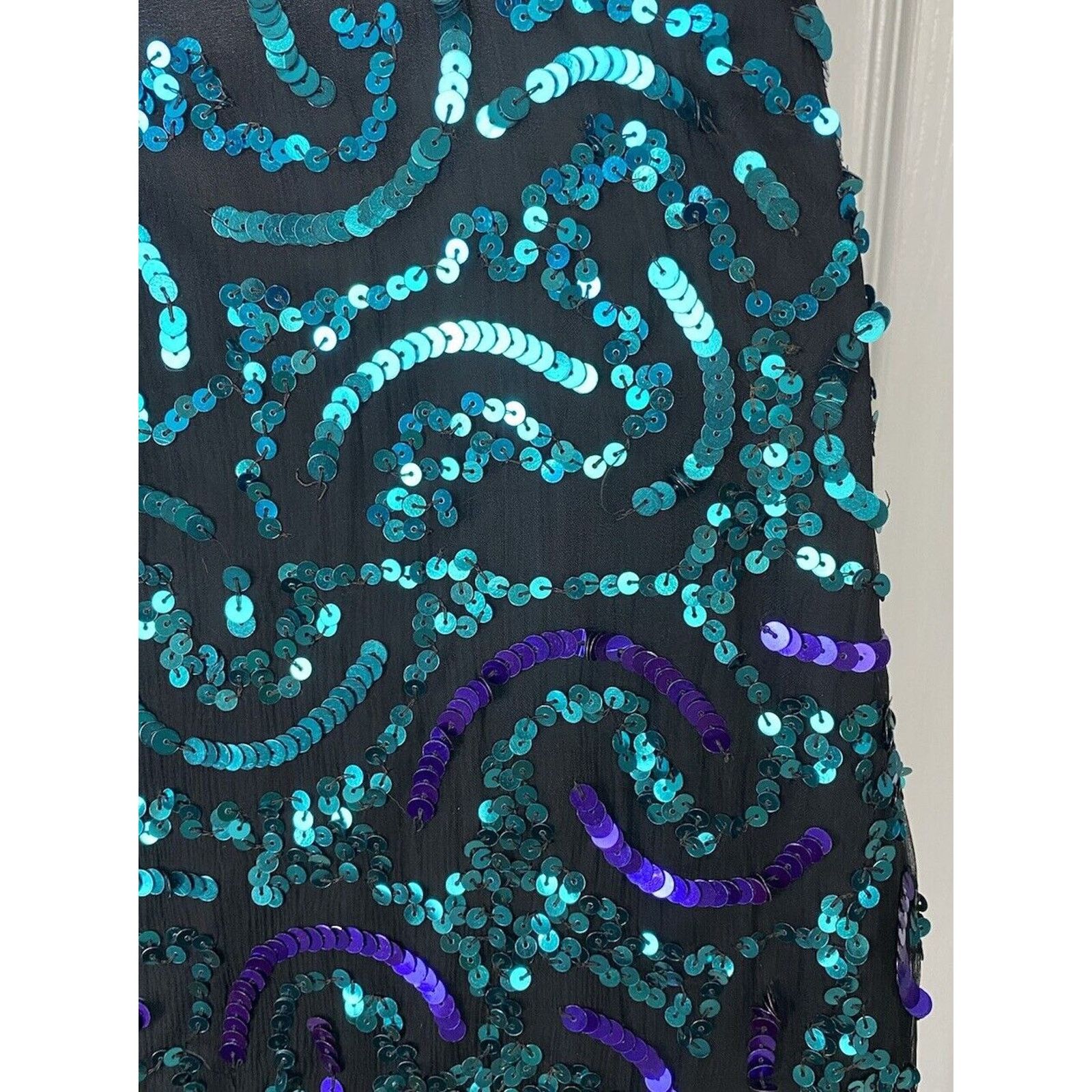 Other VTG Scala Beaded Silk Sequin Dress Purple Teal swirl Size XL / US 12-14 / IT 48-50 - 8 Thumbnail