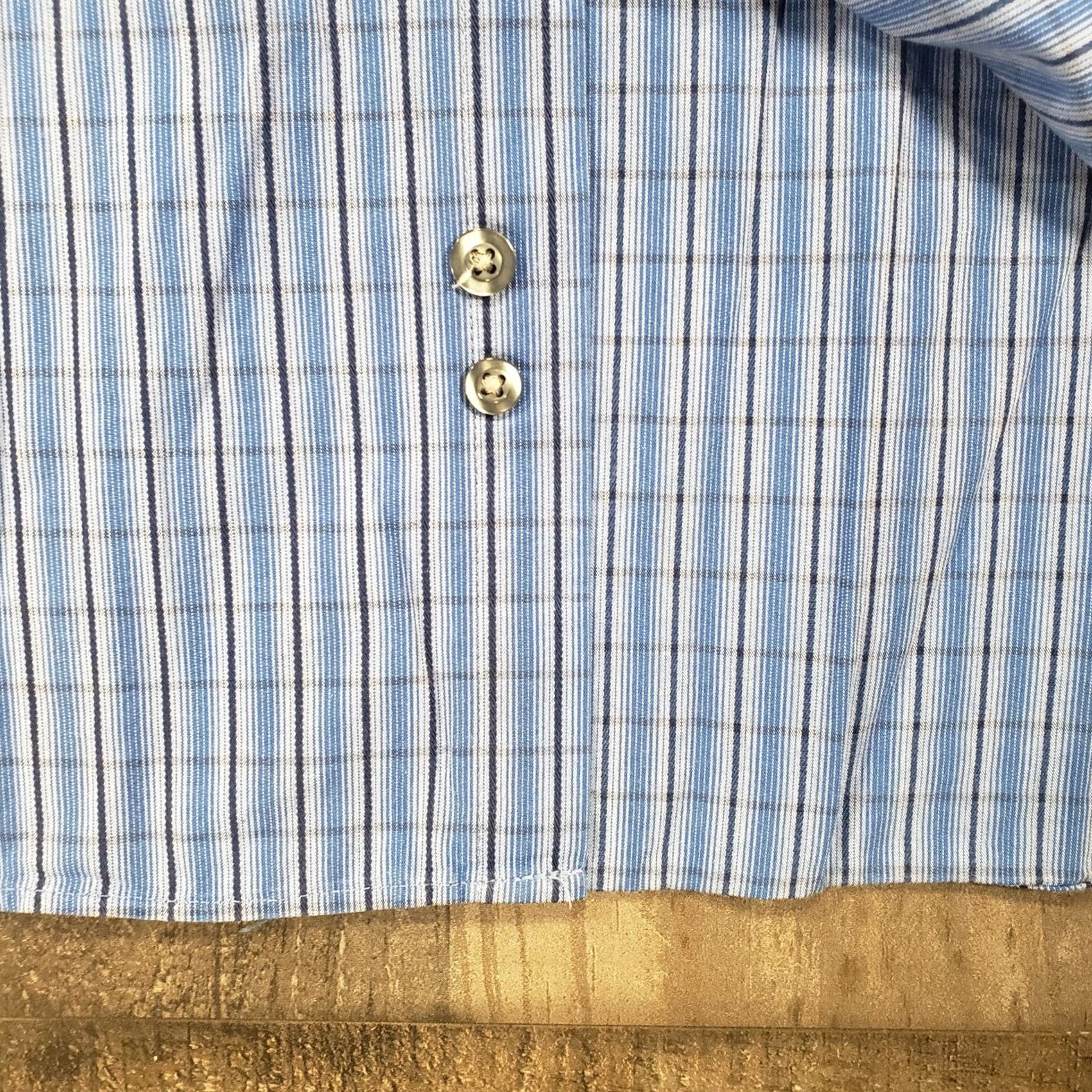Michael Kors Michael Kors Dress Shirt Mens L Large 16.5 Blue Plaid Button-Up Long Sleeve Shirt Mens Size 42R - 6 Thumbnail