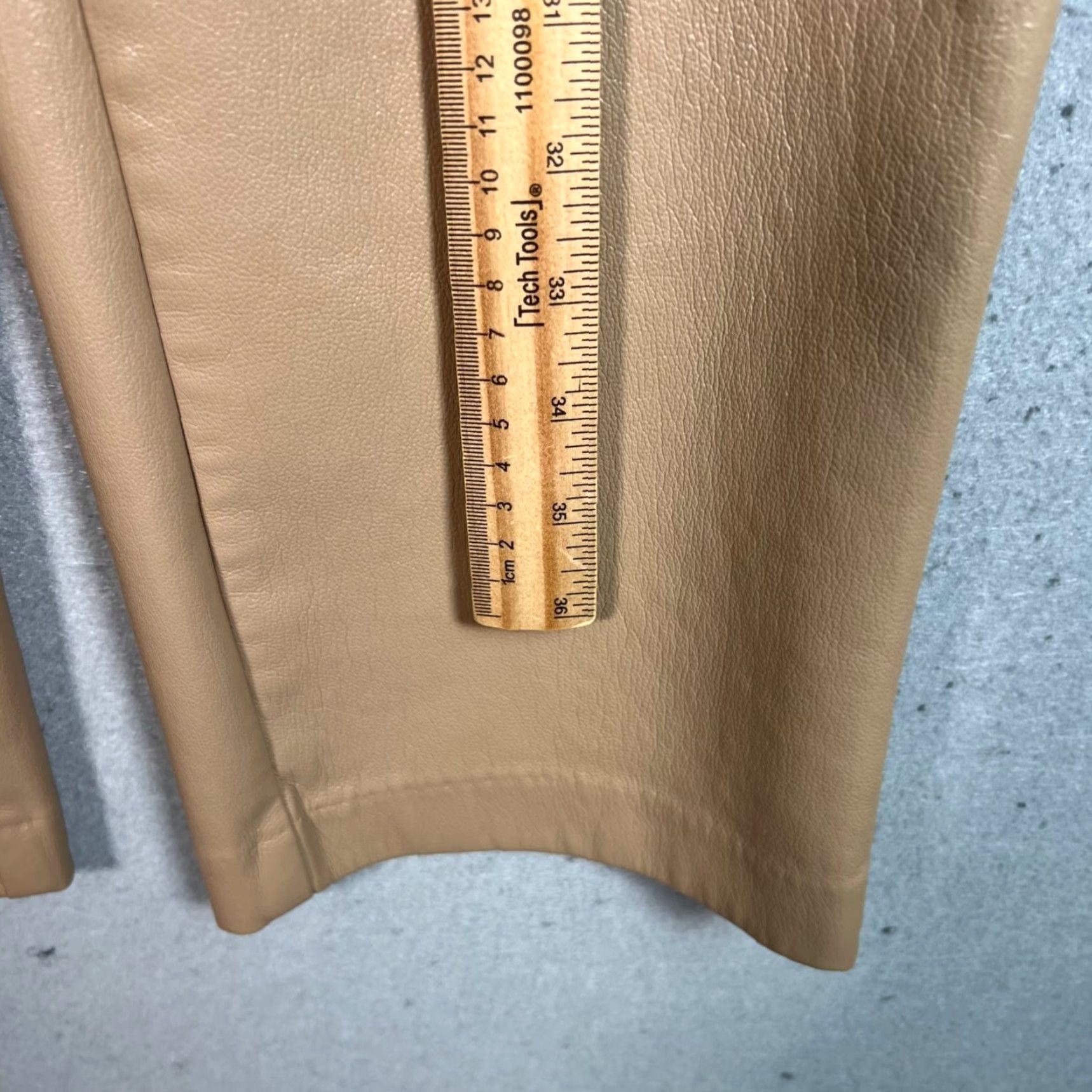 Vintage Babaton Womens Size 6 Beige Faux Leather Straight Leg Pants Size 28" / US 6 / IT 42 - 7 Thumbnail