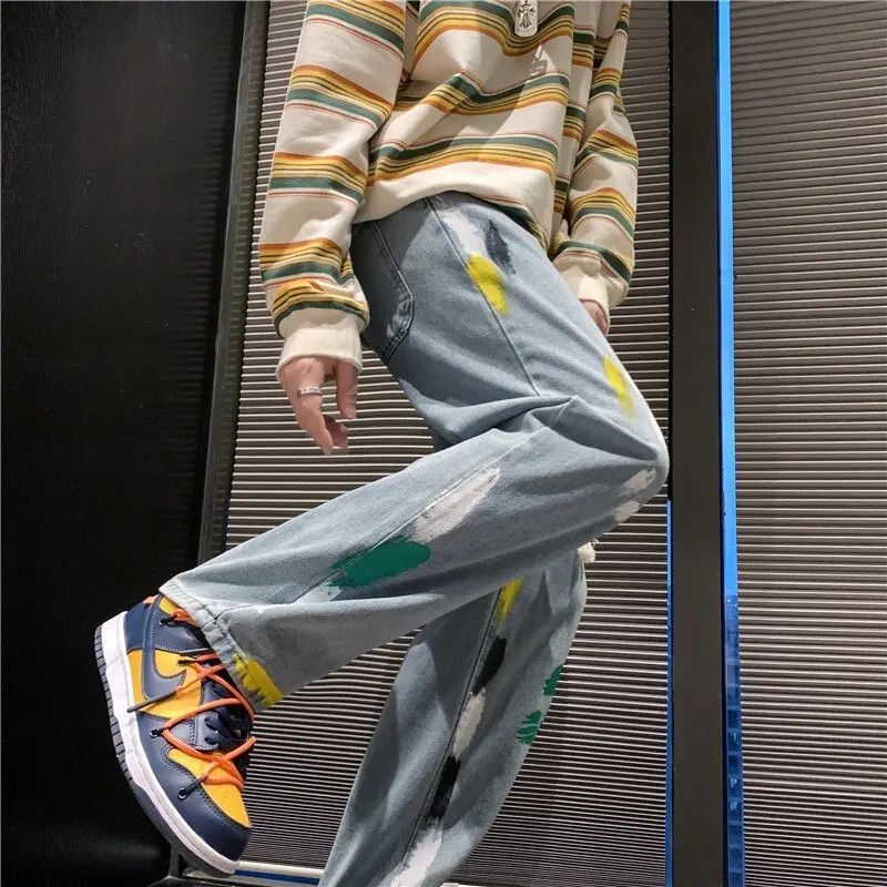 Japanese Brand × Jean Paint Splatter Straight Leg Denim Jeans Size US 32 / EU 48 - 4 Thumbnail