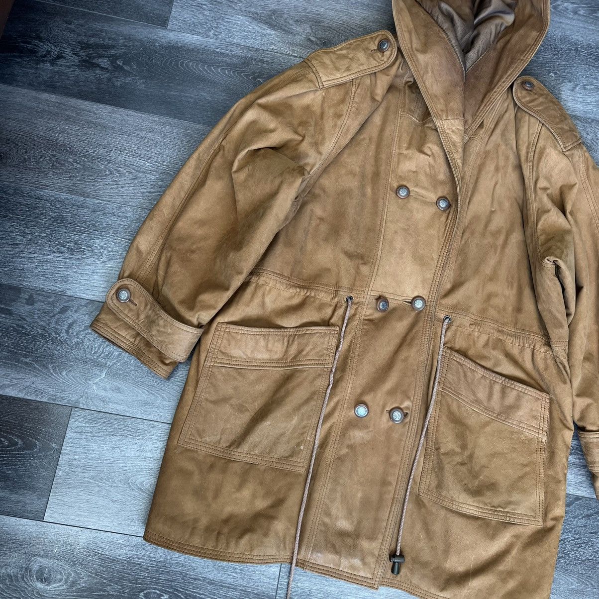 Vintage Vintage Sea Dream Hooded Leather Buttoned Barn Chore Jacket Size US L / EU 52-54 / 3 - 3 Thumbnail