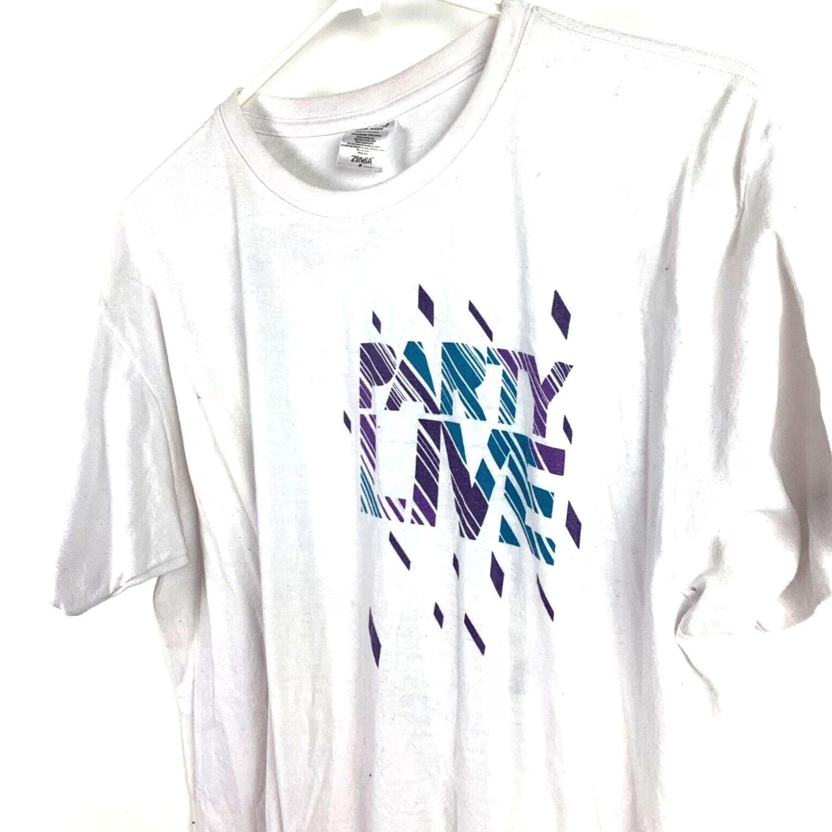 Olive Zumba Fitness Party Live White Graphic Short Sleeve Shirt Top One Size Womens T-Shirt Crew Neck Cozy 2010s Trend (N/A) Size ONE SIZE - 3 Thumbnail
