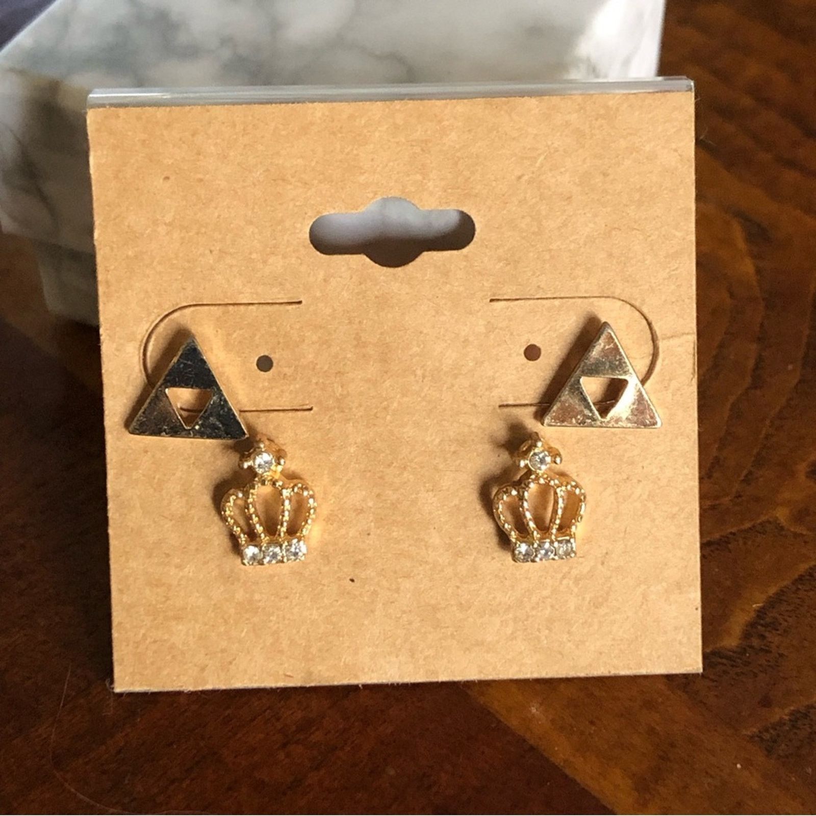 Jewelry Set of two gold tone pairs of fashion post earrings Size ONE SIZE - 1 Thumbnail