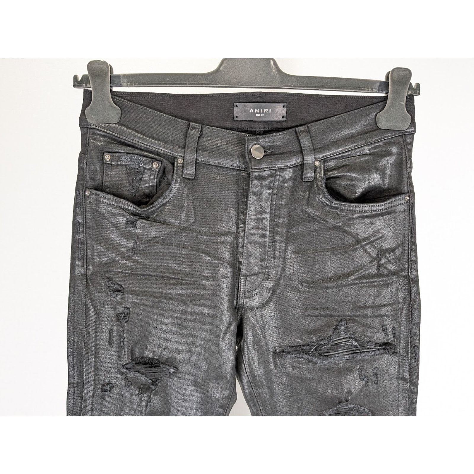 Amiri o1rshd1 Q:2 / Coated MX1 Jeans in Black Size US 33 - 13 Thumbnail