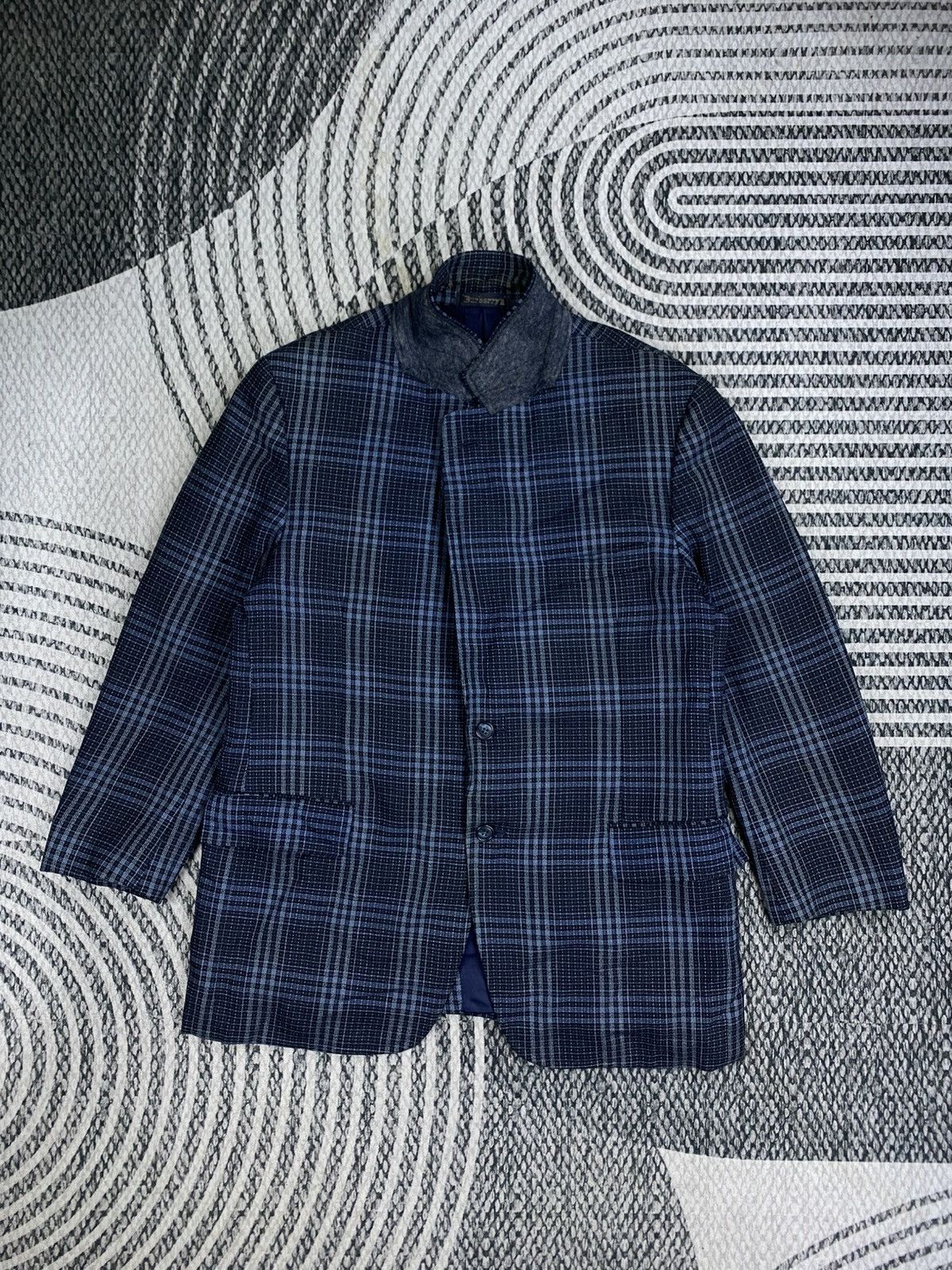 Burberry Vintage Burberrys Navy Plaid Double Button Blazer Jacket Size US M / EU 48-50 / 2 - 6 Thumbnail