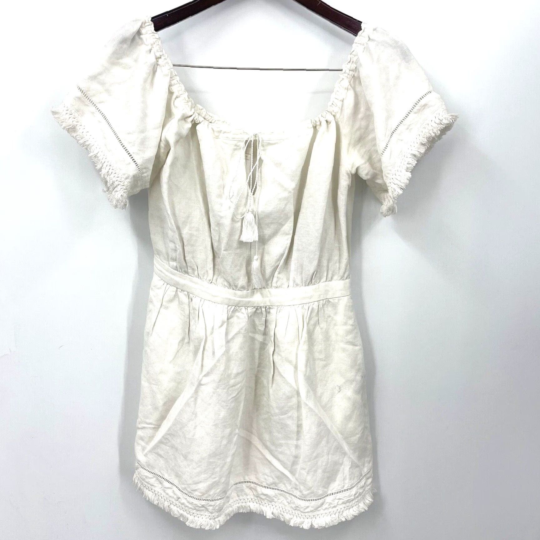 Vintage TJD Dress The Jetset Diaries Womens Mid Ivory Mini Linen Blend Cottagecore Size M / US 6-8 / IT 42-44 - 2 Thumbnail