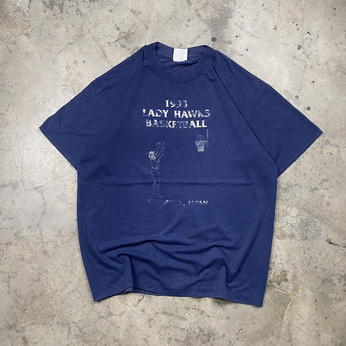 Japanese Brand × Vintage 90s 1993 Lady Hawks Basketball Yokosuka Japan Tee Size US L / EU 52-54 / 3 - 1 Thumbnail