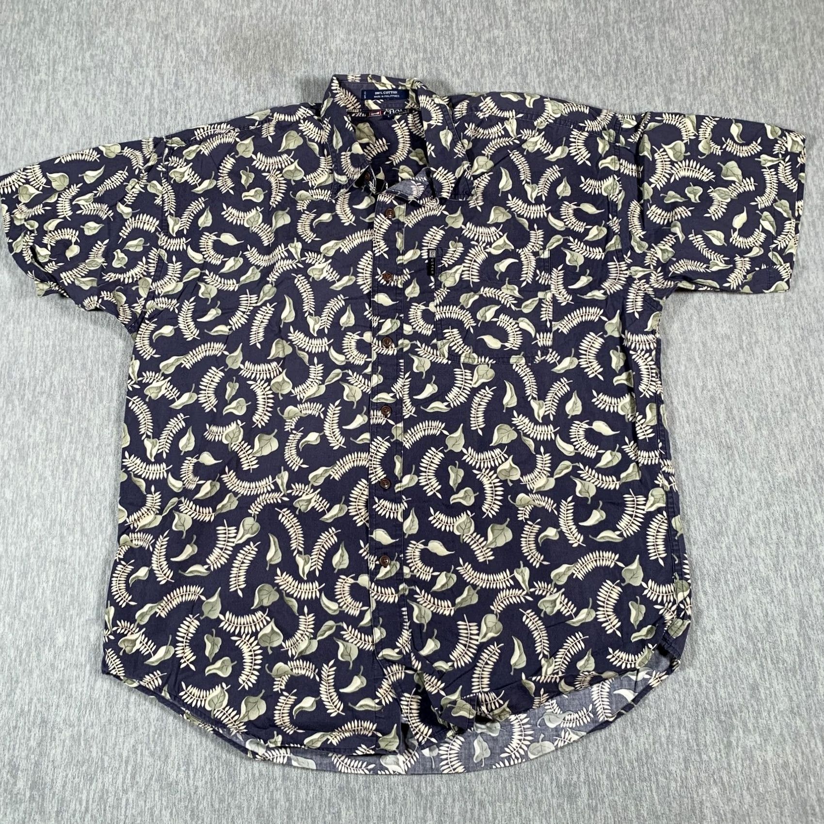 Ralph Lauren Chaps Ralph Lauren Shirt Mens L Blue Leaf Hawaiian Button Down Short Sleeve Collar Pocket Size US L / EU 52-54 / 3 - 2 Thumbnail