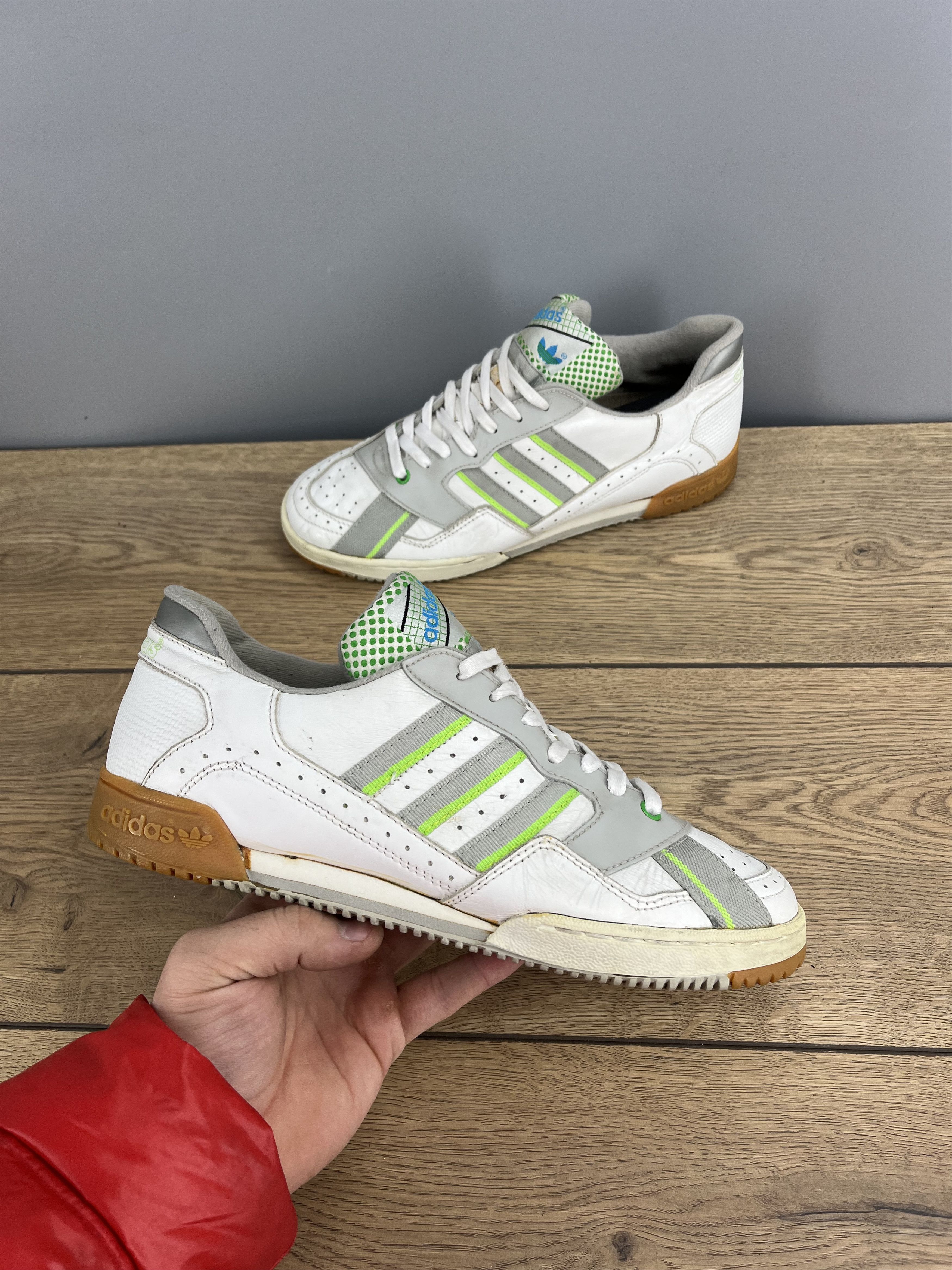 adidas gazelle silver green womens 90s Adidas UNIVERSAL Sneakers 8 1/2 Men's 10.4" equivalent Vintage  /saa014281 Men's 26.5cm genuine leather white type Vintage Second Hand   vintage-clothing-store-jam