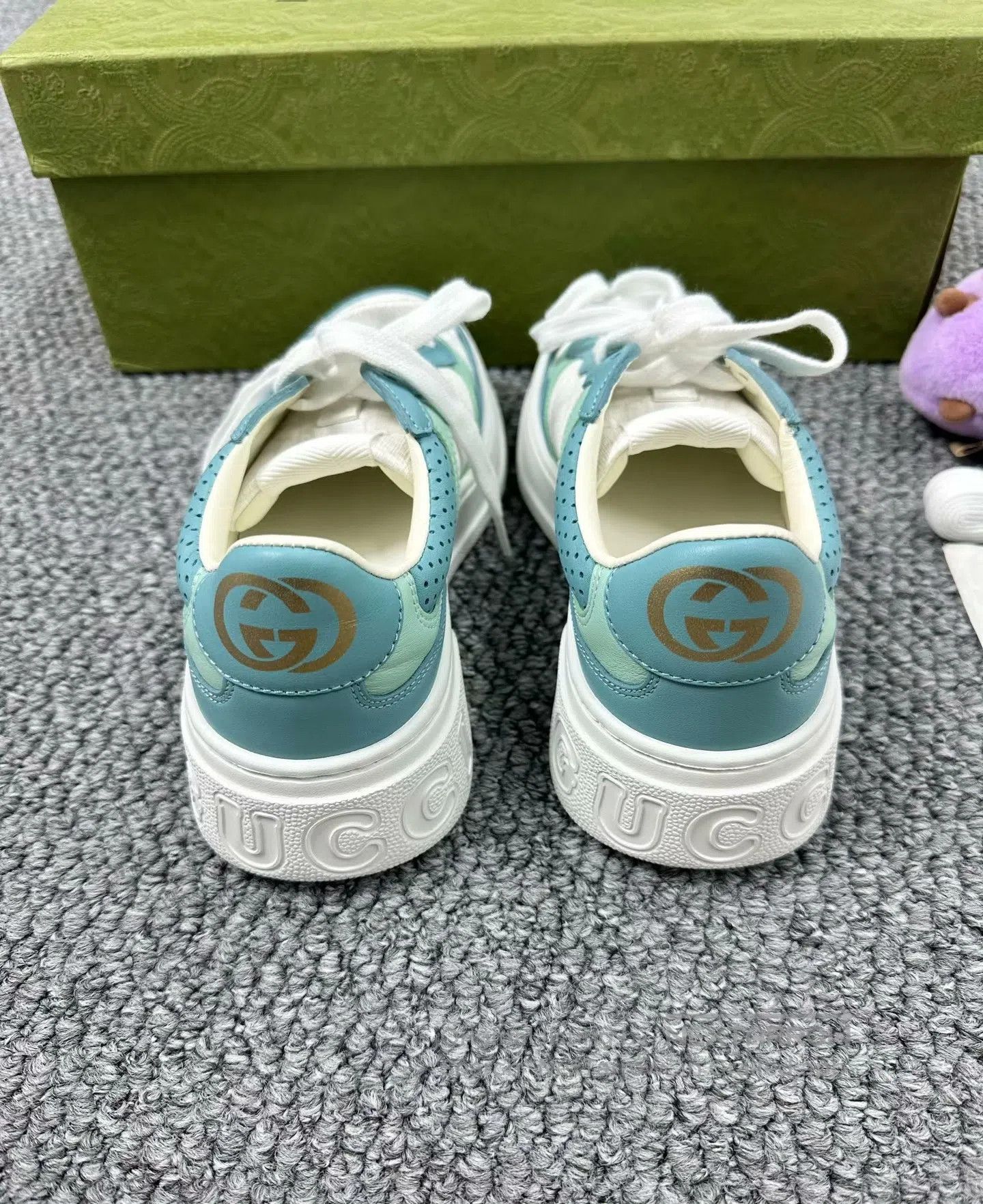Gucci Guicci Blue and White Double G Logo Biscuit Shoes| Size US 4.5 / IT 34.5 - 4 Thumbnail