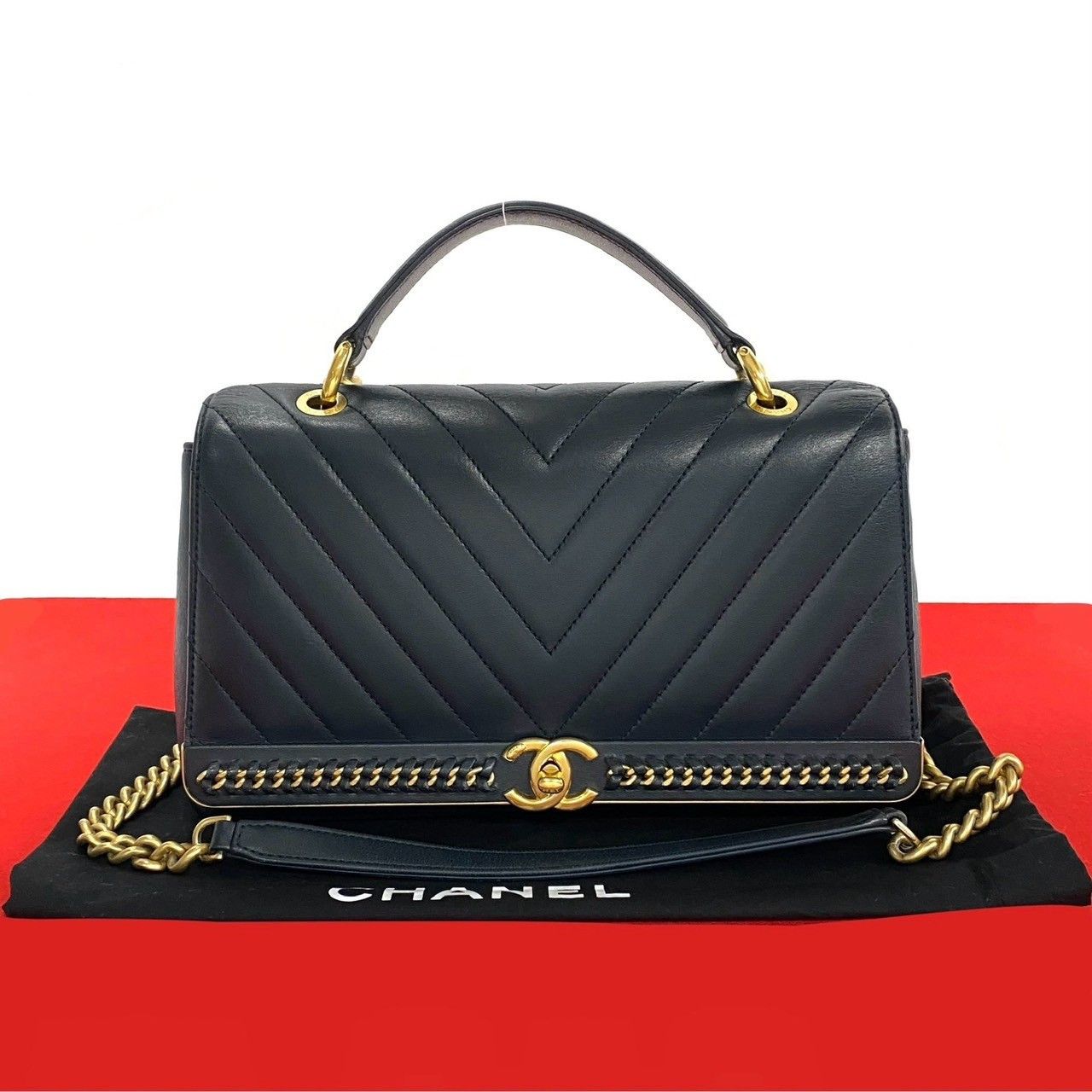 Chanel Chanel Coco Mark V Stitch Lambskin 2Way Bag Leather Shoulder Bag in Blue, Women's